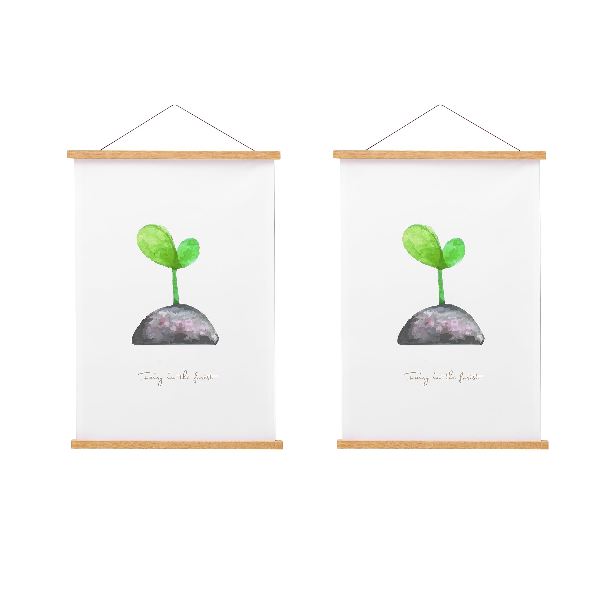 FALAMON 2 Pack Magnetic Poster Hanger Frame - 24x36 24x30 24x17 Teak Wood Poster Holder for Hanging Posters, Prints, Photos, Pictures, Maps, Scrolls & Canvas Art - Perfect for Home, Office & Classroom Decor