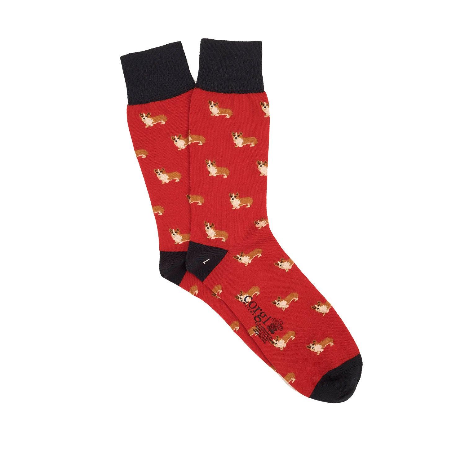 Corgi Dog Print Cotton Socks for Men - Comfortable & Breathable Crew Socks for Casual Wear, Gifts & Dog Lovers