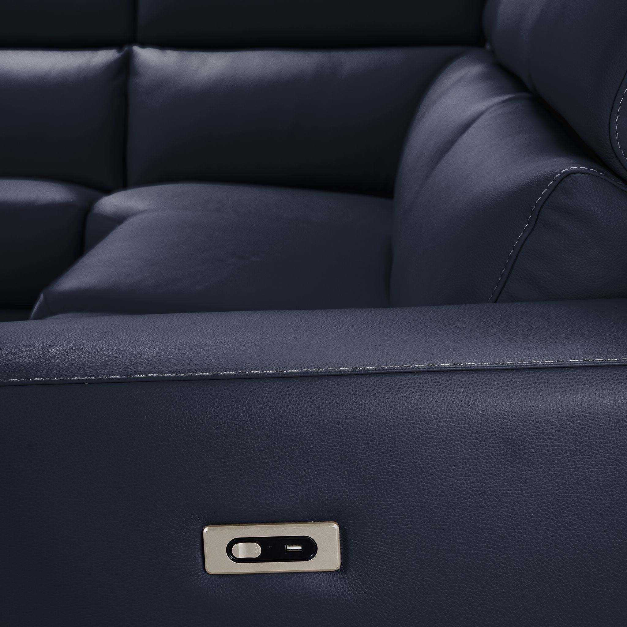 Bianca 3-Piece Power Reclining Sectional Sofa with Left-Facing Chaise in Navy Blue - Perfect for Living Room, Home Theater & Family Gatherings