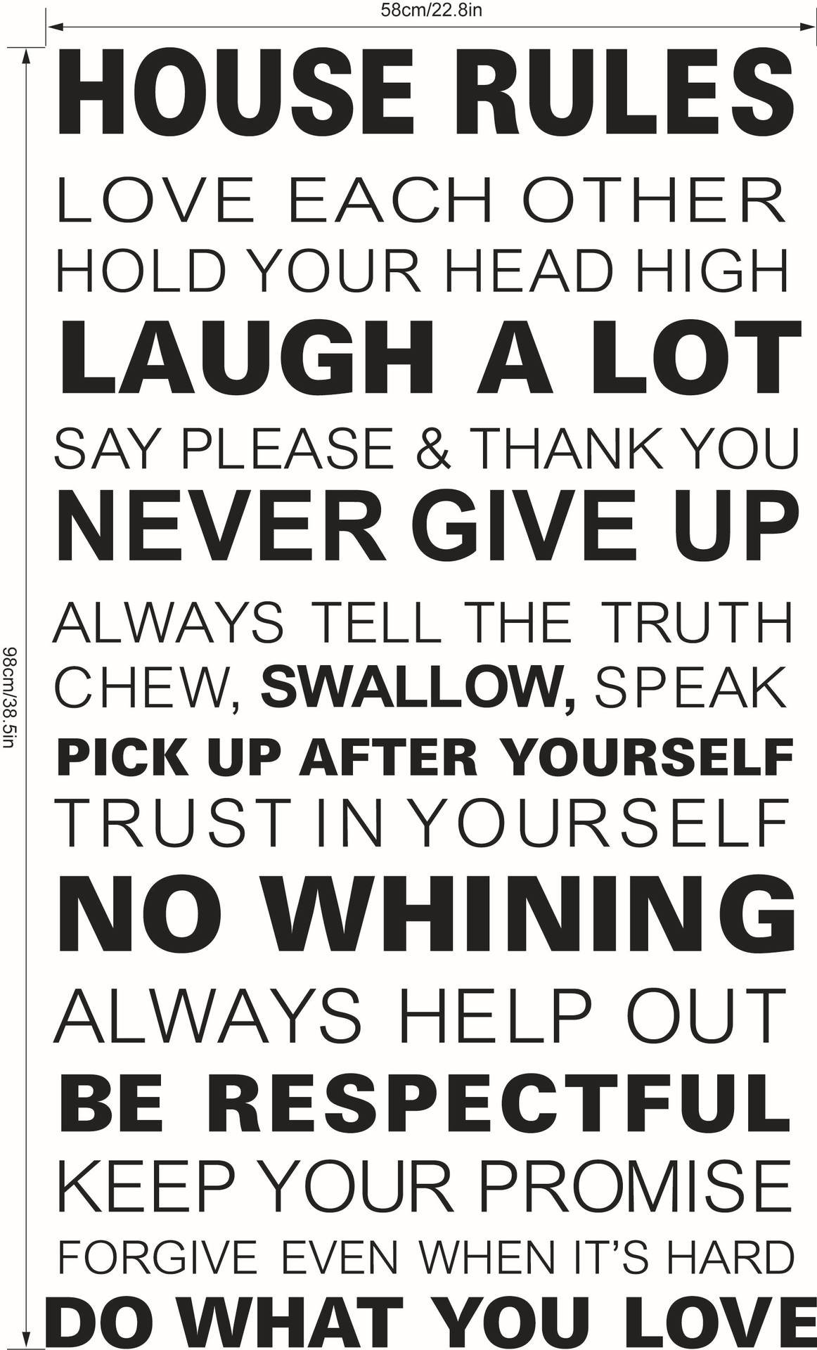 U-Shark® DIY Removable House Rules Vinyl Wall Decals - 22.8