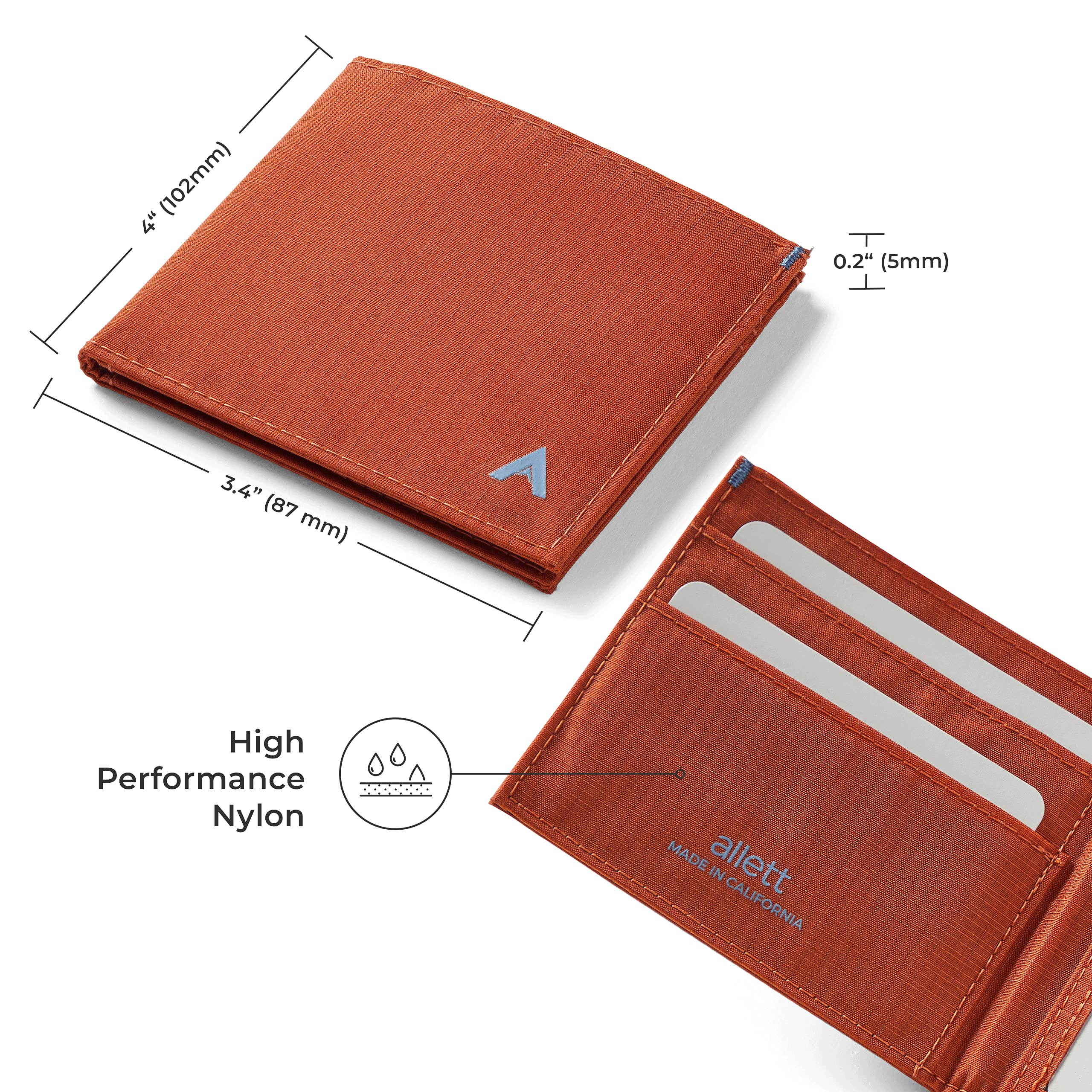 Allett ID Wallet & Pen Bundle - RFID Blocking Slim Bifold Wallet with Stainless Steel Pen | Water Resistant Durable Nylon | Holds 4-12+ Cards & Cash | Perfect for Travel, Business & Everyday Use