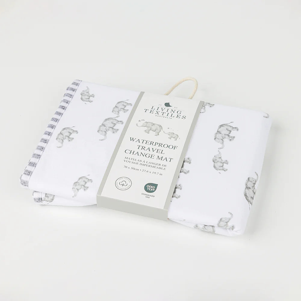 Waterproof Travel Change Mat with Adorable Watercolor Elephant Design - Perfect for Baby Diaper Changes on the Go, at Home or Outdoor Adventures
