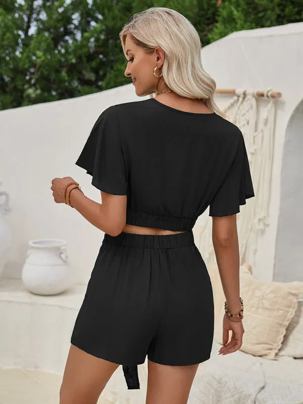 Stylish Women's Casual Two-Piece Shorts Set - Summer Outfits for Beach, Travel & Everyday Wear