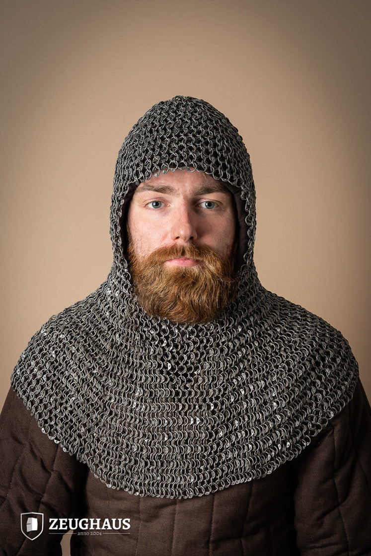 Chainmail Hood with 10mm Steel Round Rings | Riveted & Oiled for Medieval Armor | Perfect for LARP, Cosplay & Renaissance Fairs