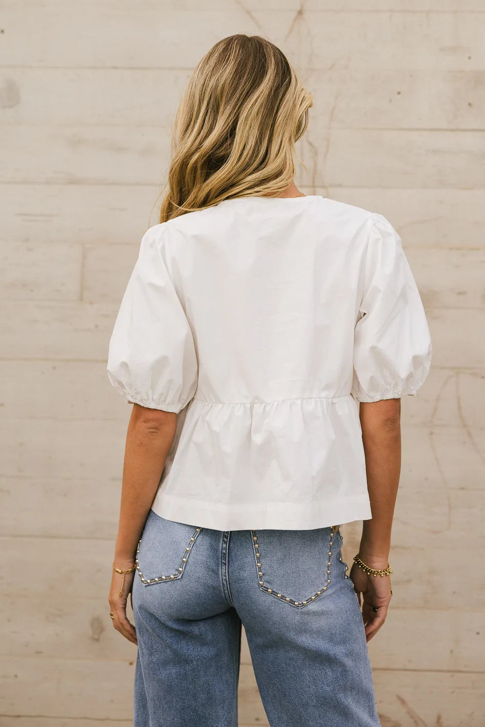 Natalia Peplum Tie Blouse in White | Elegant Women's Fashion Top for Work & Date Night | FINAL SALE