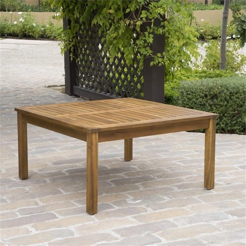 Premium Acacia Wood Coffee Table with Teak Finish - Outdoor & Indoor Use - Perfect for Patio, Garden, and Living Room Decor