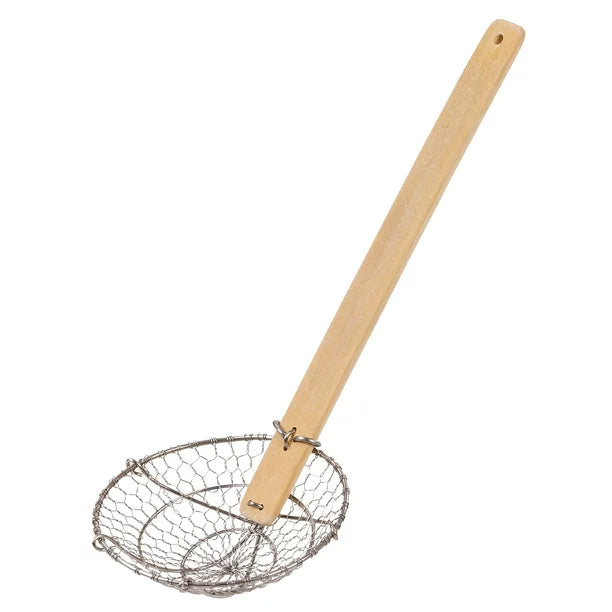 Premium Stainless Steel Spider Strainer - Fine Mesh Skimmer for Cooking, Frying & Deep Frying - Ideal for Noodles, Dumplings, Tempura & More