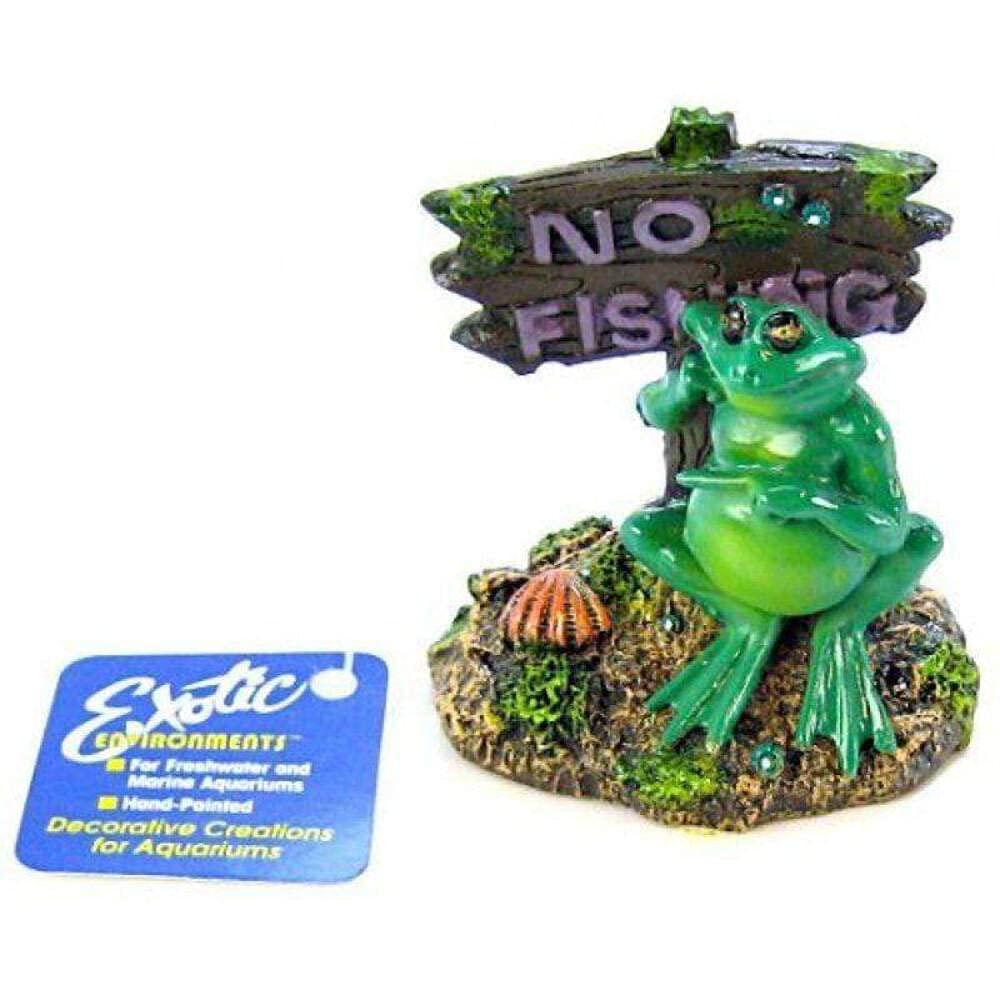Blue Ribbon Pet Products Resin Ornament - Cute Potbelly Frog with No Fishing Sign - Home & Garden Decor, Perfect for Outdoor Pond, Patio, or Garden Decoration
