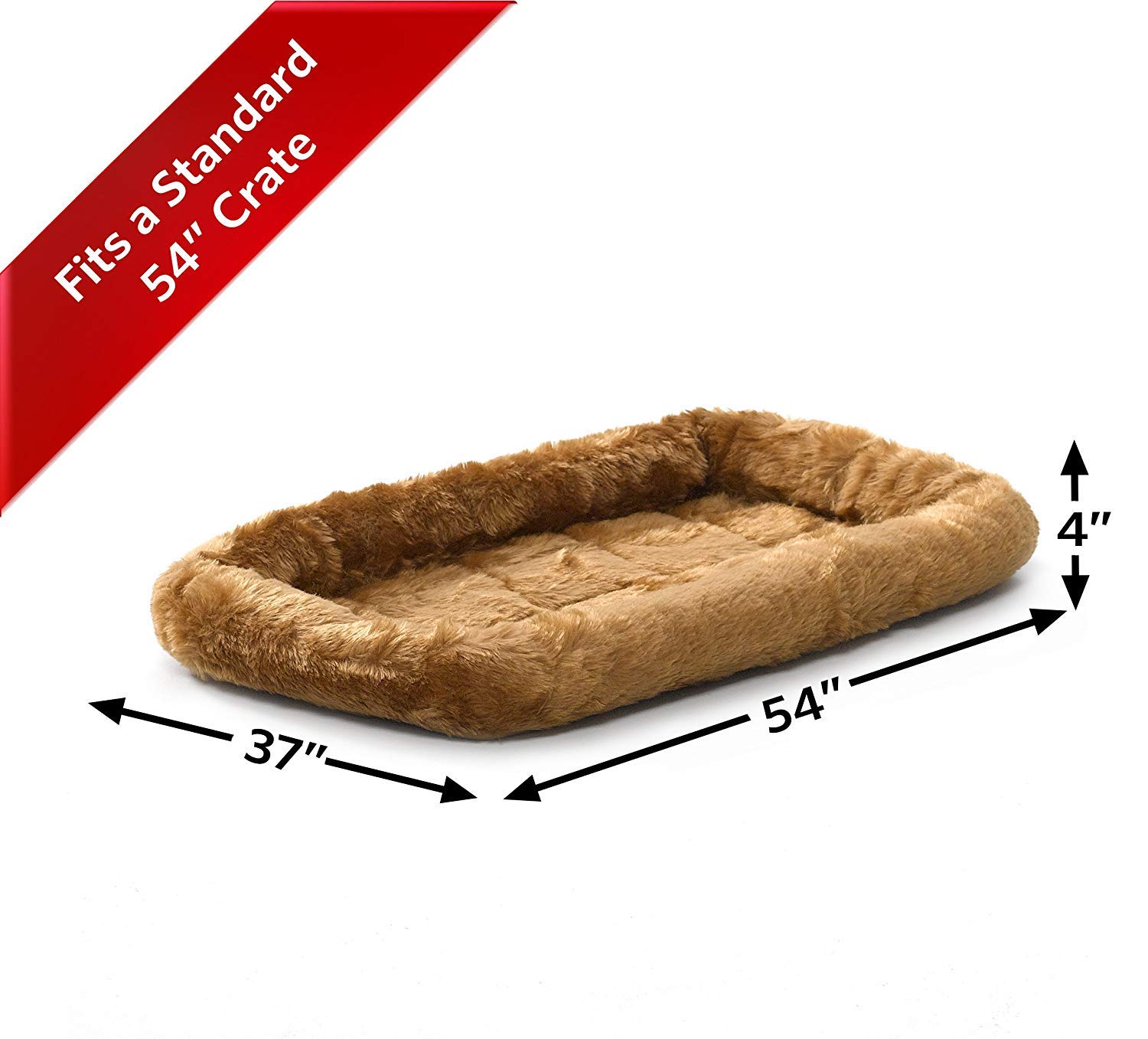 MidWest Homes for Pets 54-Inch Large Bolster Dog Bed for Giant Breeds - Orthopedic Support for Great Dane, Mastiff & Cats - Fits 54L Crate - Cinnamon Brown - Perfect for Living Room, Bedroom & Crate Comfort