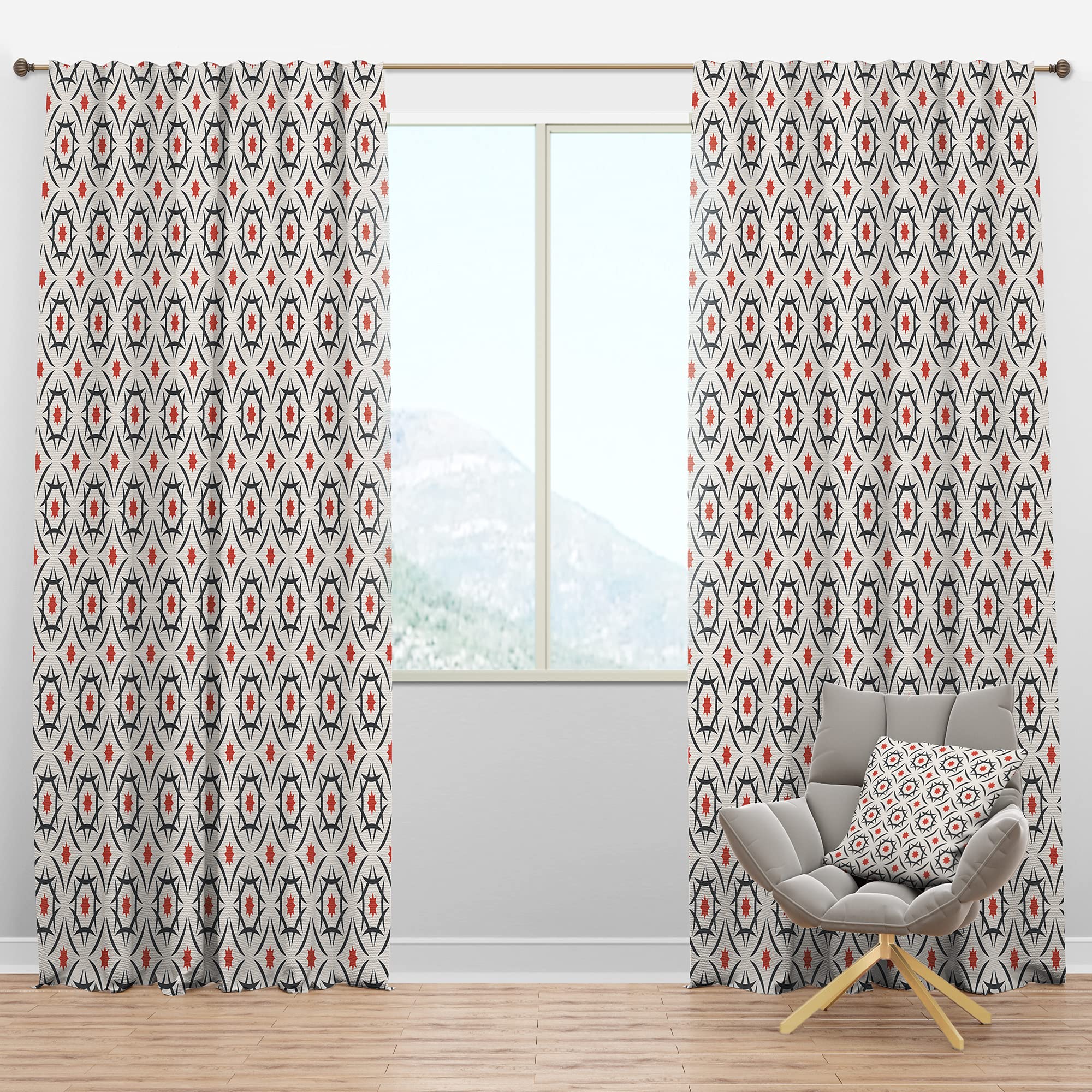 DesignQ Blackout Curtains - Thermal Insulated Abstract Retro Design V Single Panel (52x90 inches) for Bedroom & Living Room - Perfect for Light Blocking, Privacy & Energy Savings
