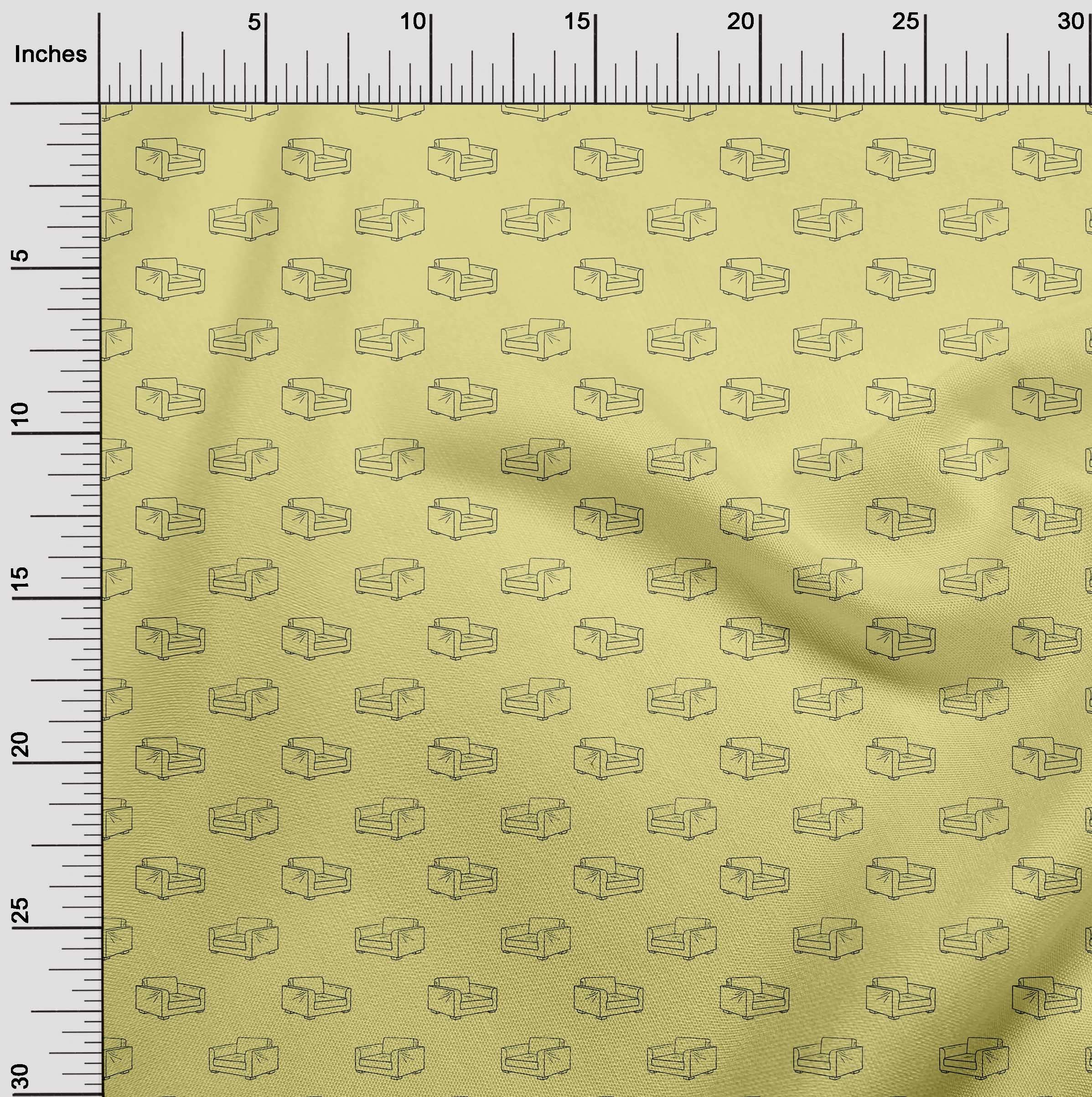 oneOone 100% Cotton Poplin Yellow Retro Printed Fabric - 42 Inch Wide by The Yard for Sewing, Upholstery, DIY Crafts & Home Decor Projects | Perfect for Couches, Curtains, Pillows & Quilting