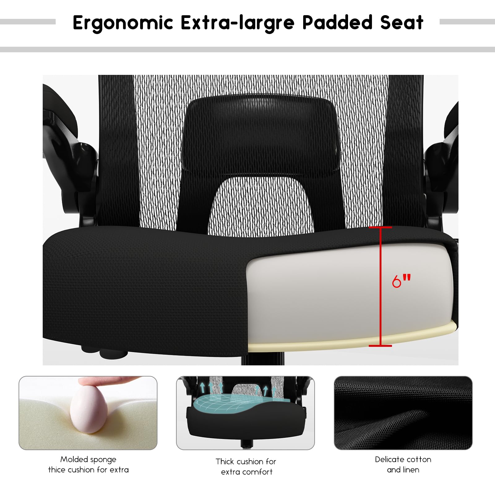 Big and Tall Office Chair 500 lbs - Heavy Duty Ergonomic Desk Chair with Adjustable Lumbar Support & Wide Mesh Seat - Oversized Black Computer Chair for Heavy People - Perfect for Home Office, Gaming, and Long Work Sessions