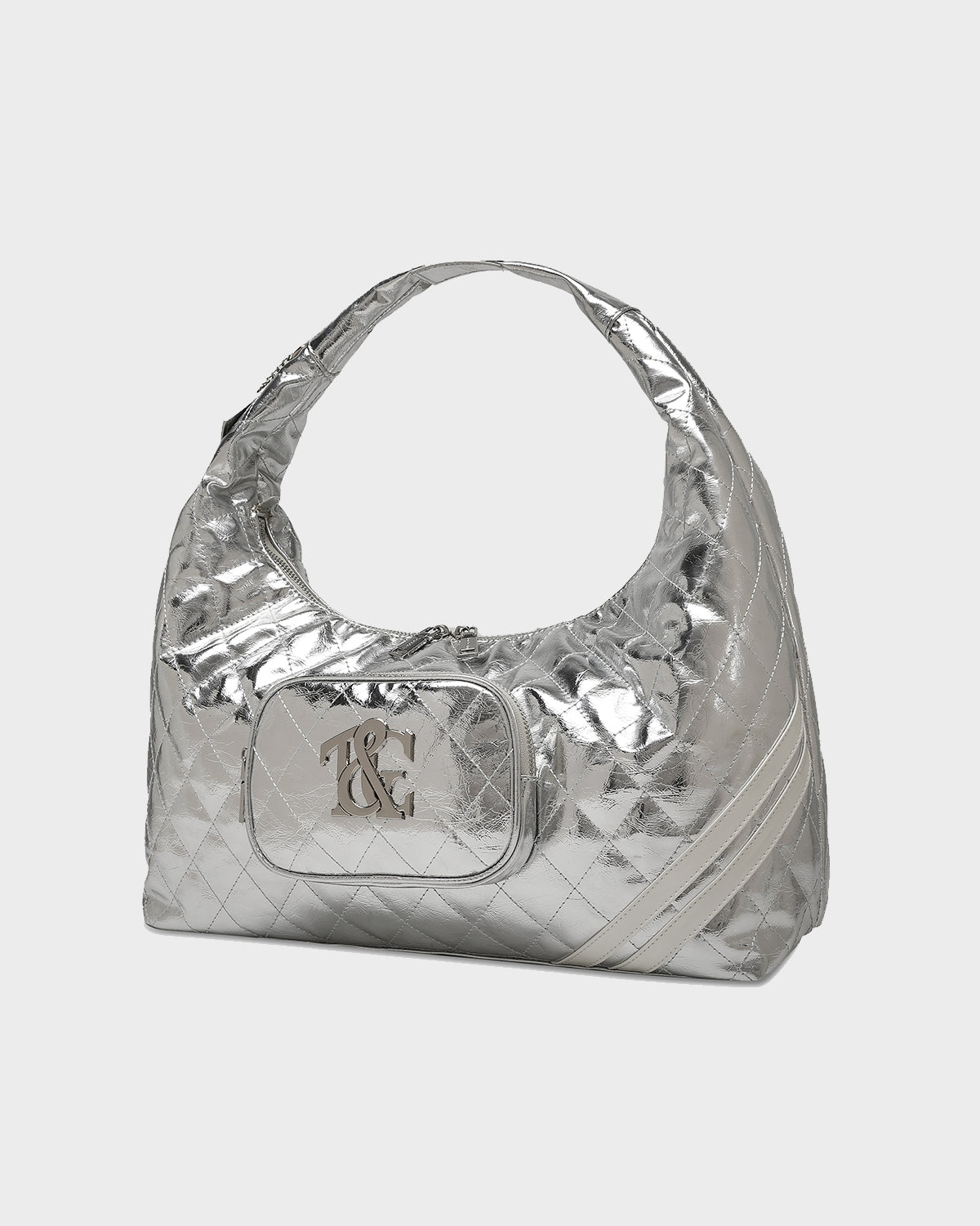 Stylish Silver Diamond Stitch Quilted Tote Bag for Women - Fashionable Handbag for Work, Travel & Everyday Use