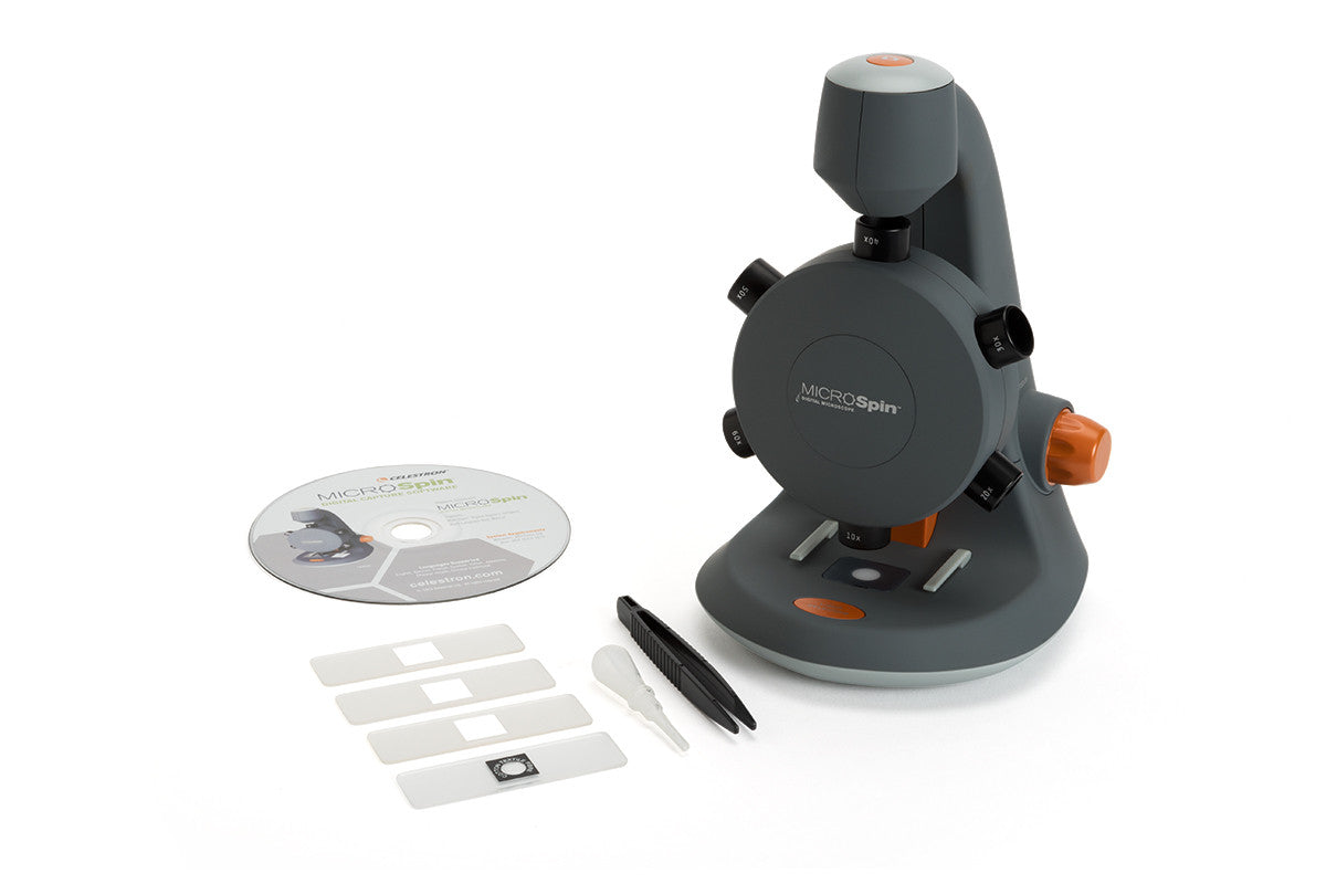 MicroSpin 2 MP Digital Microscope with Adjustable LED - High Resolution USB Microscope for Coin Collecting, Jewelry Inspection & Science Education