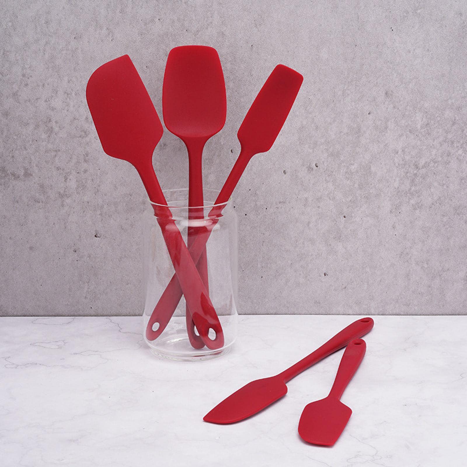 High Temperature Resistant Silicone Scraper Set - 4-Piece Food Grade Baking Spatulas for Cake, Jam & Cream (Includes Long Spatula) - Perfect for Home Baking, Cake Decorating & Kitchen Cooking