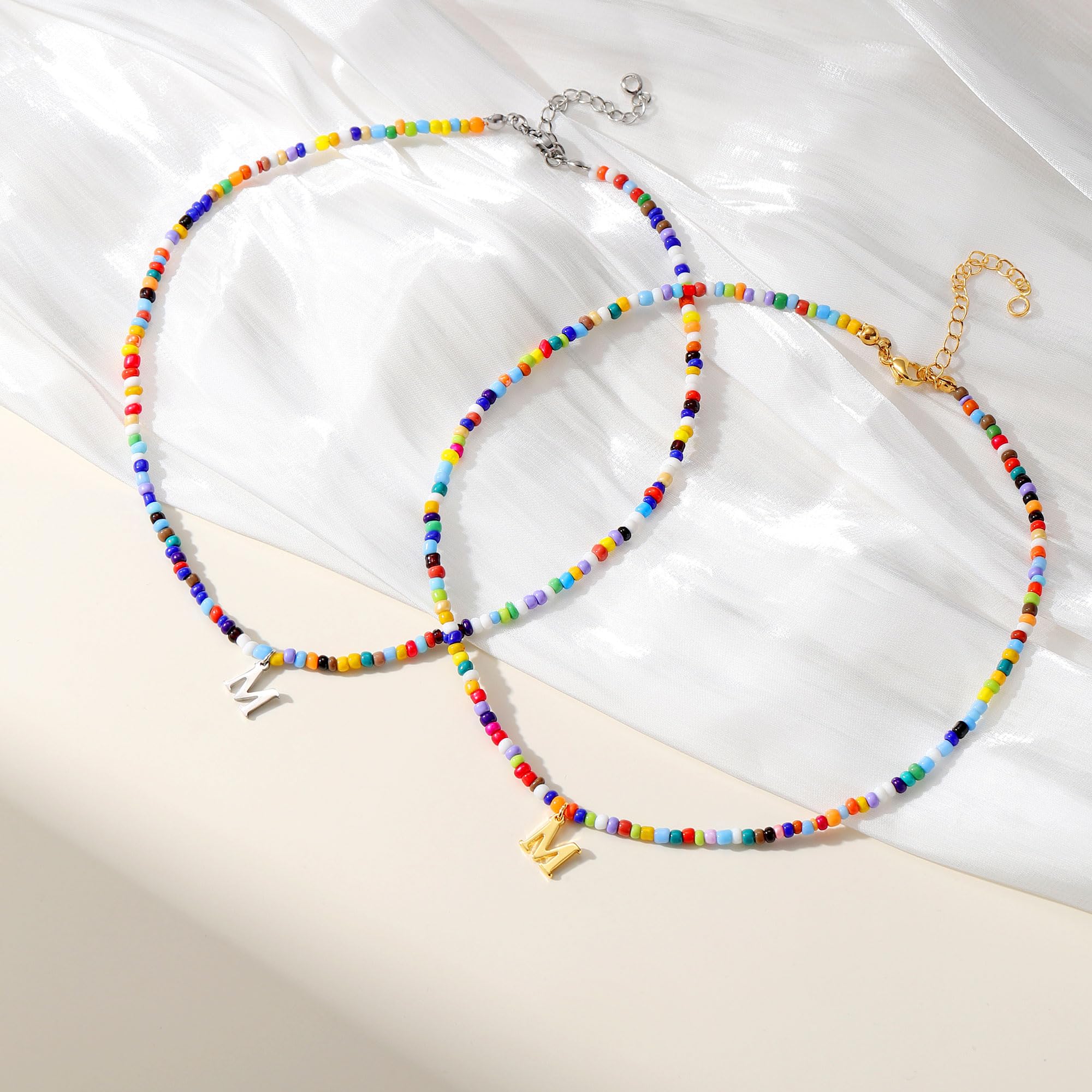 Personalized Initial Letter Necklace for Women & Girls - Trendy Beaded Choker Jewelry with Colorful Beads, Perfect for Easter, Birthday Gifts & Everyday Wear
