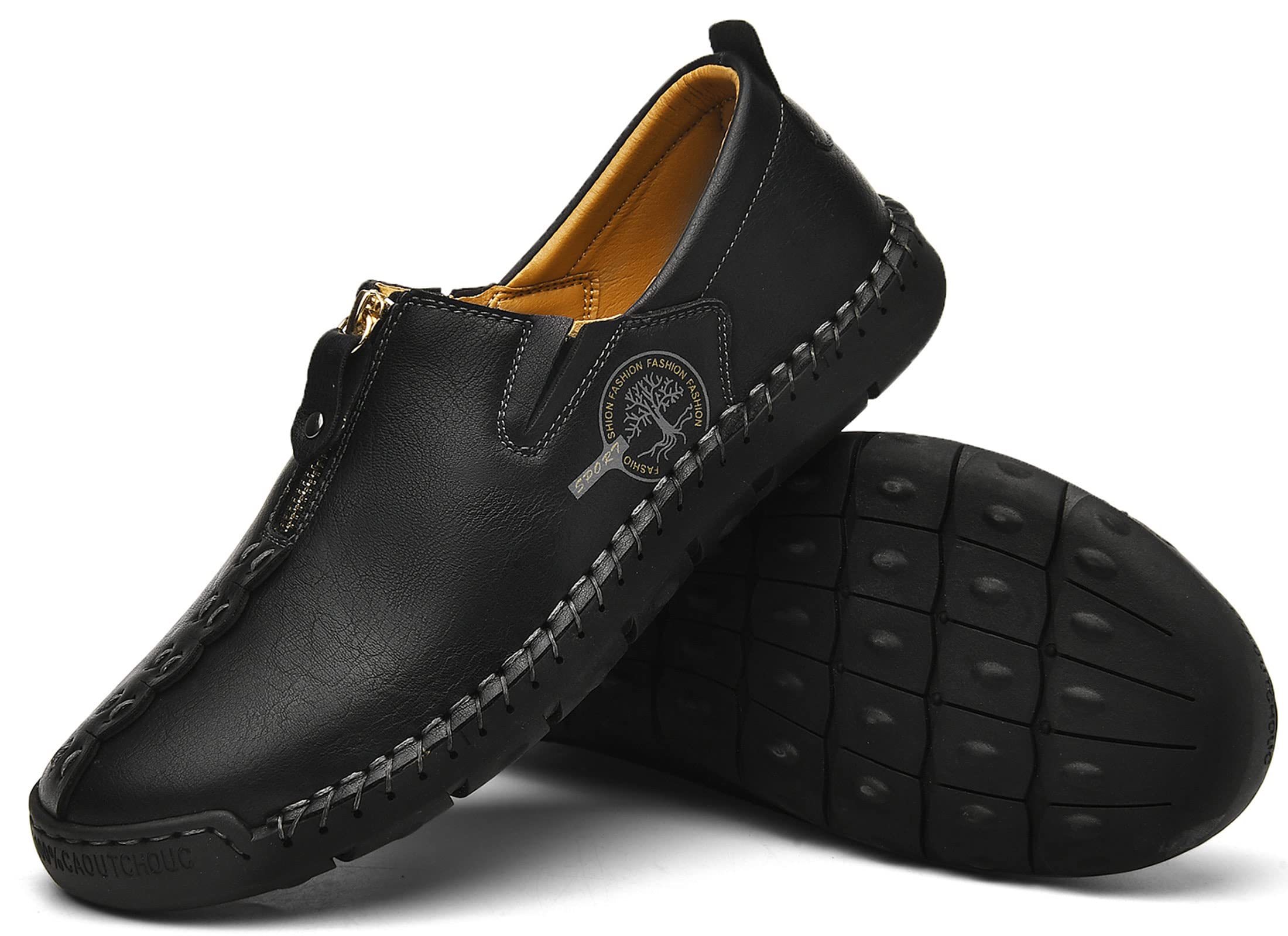 Men's Casual Leather Slip-On Shoes - Breathable & Comfortable Walking Shoes for Everyday Wear | Perfect for Office, Travel & Outdoor Activities