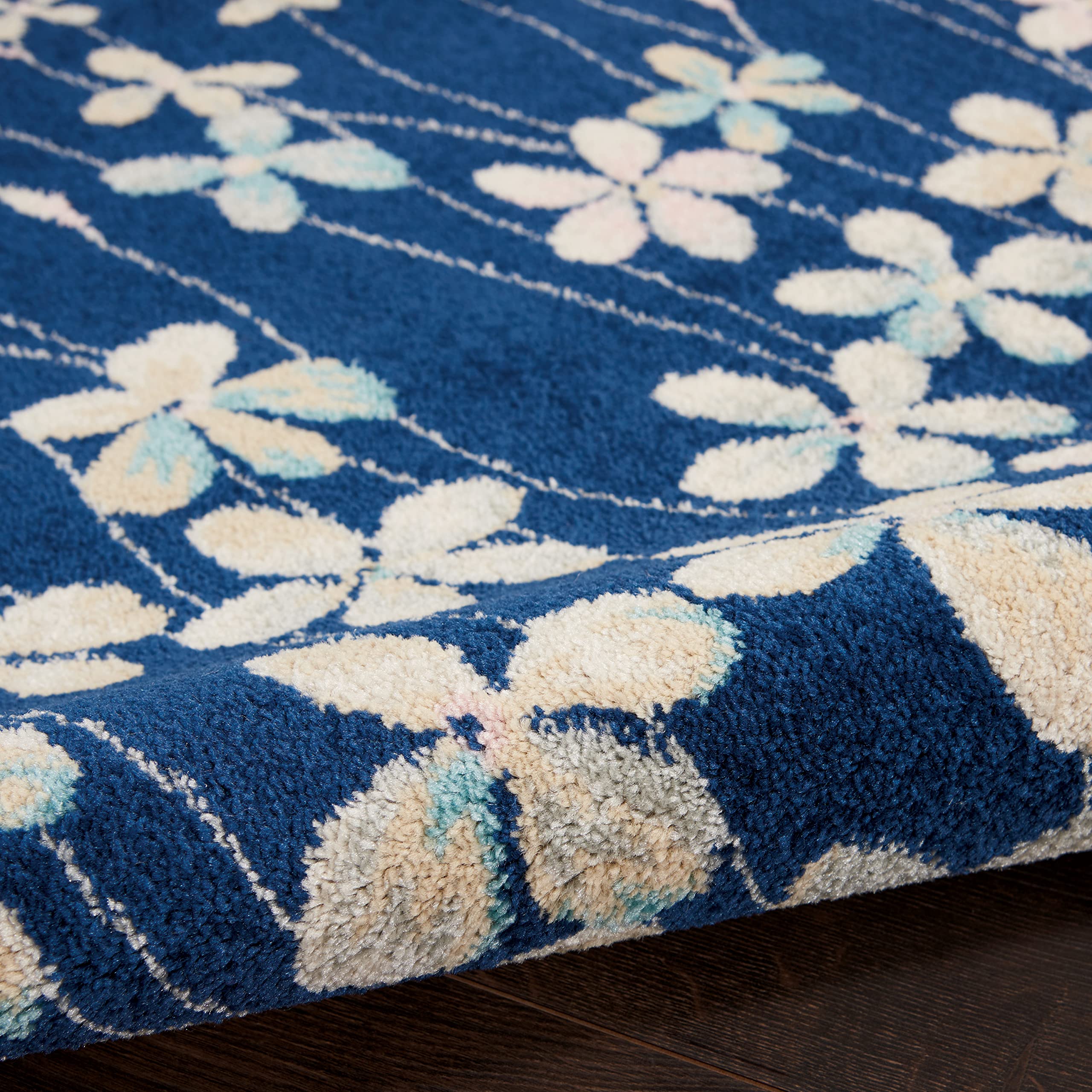 Nourison Tranquil Floral Navy 6' x 9' Area Rug - Easy Cleaning, Non-Shedding, Soft & Durable - Perfect for Bedroom, Living Room, Dining Room & Kitchen Decor (6x9)
