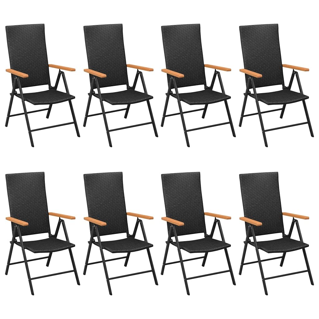 9-Piece Black & Brown Garden Dining Set - Patio Collapsible Table & Chairs for Backyard, Porch, Balcony, Lawn & Poolside | Outdoor Furniture Set with Fast Shipping | Perfect for Summer BBQs, Family Gatherings & Relaxing Evenings