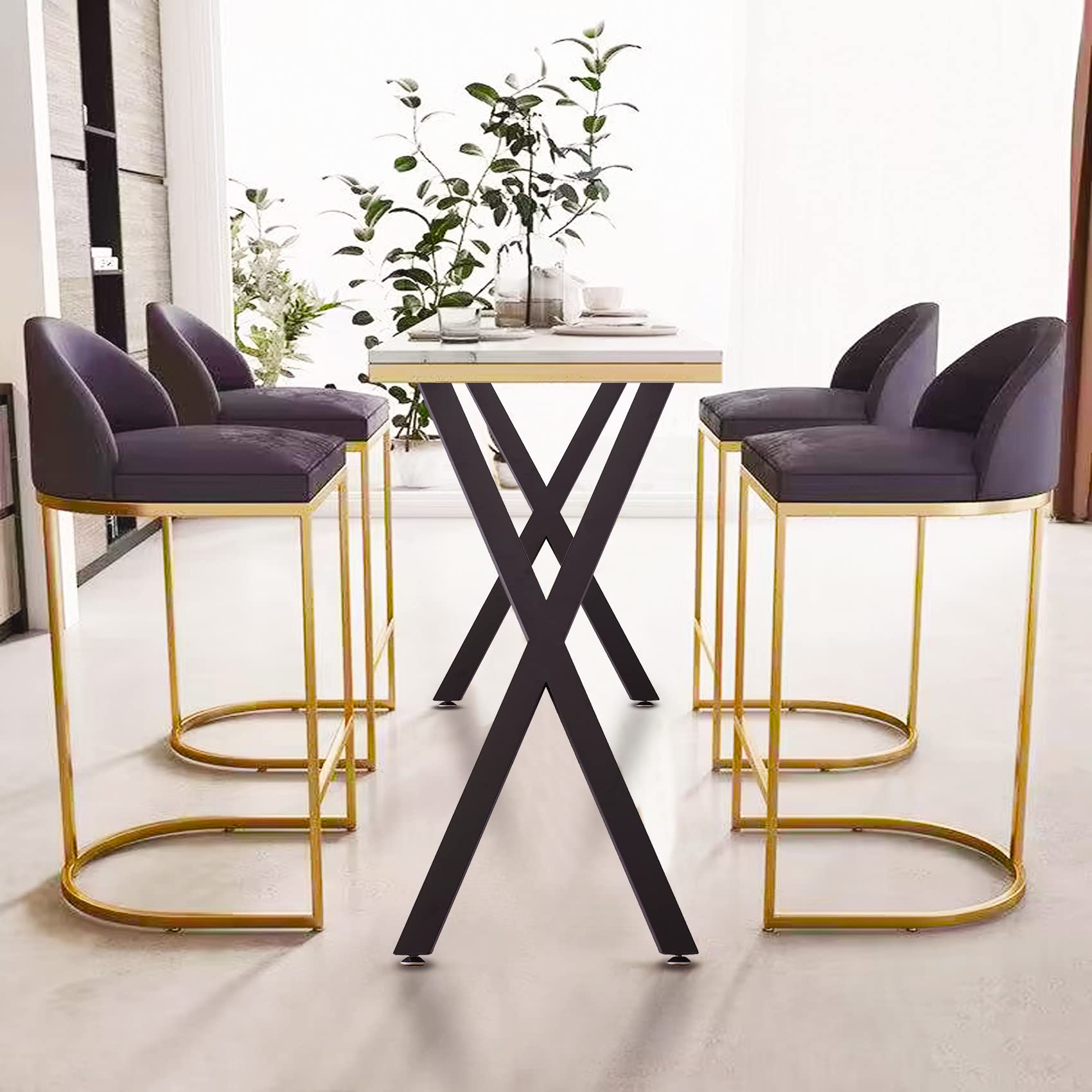 Taelakeni 36 Inch Adjustable Metal Table Legs - Heavy Duty Dining & Bar Table Legs with Non-Slip Feet Pads (Set of 2) - Perfect for Kitchen Islands, Workbenches & Home Office Desks
