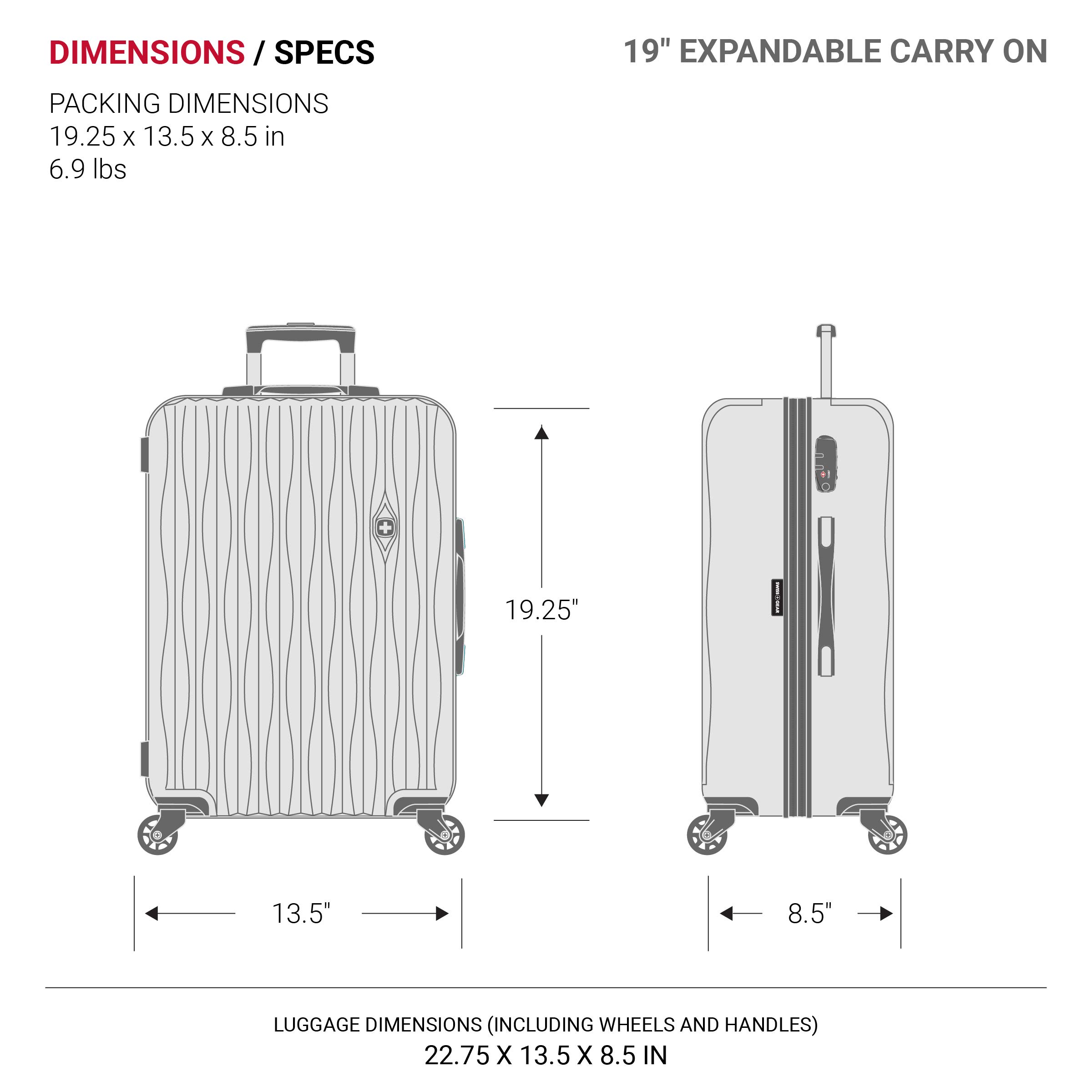 SwissGear 7272 Energie Expandable Hardside Carry-On Luggage 19-Inch with 360° Spinner Wheels & TSA Lock - Black | Perfect for Business Travel & Weekend Getaways