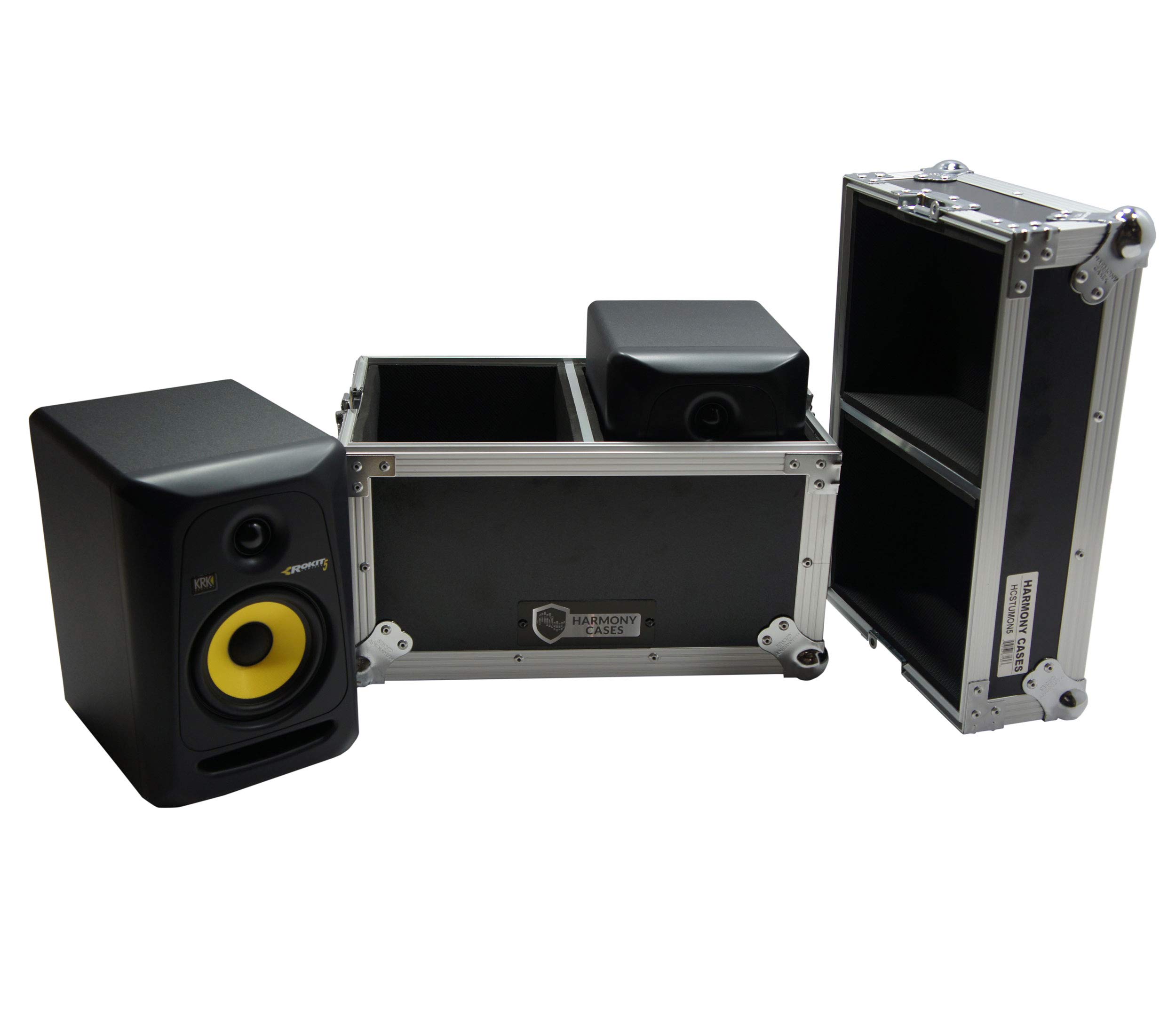 Harmony Audio HCSTUMON5 Flight Transport Road Custom Case for Mackie CR5BT Monitors - Durable Protective Cover for Studio, DJ, and Travel Use