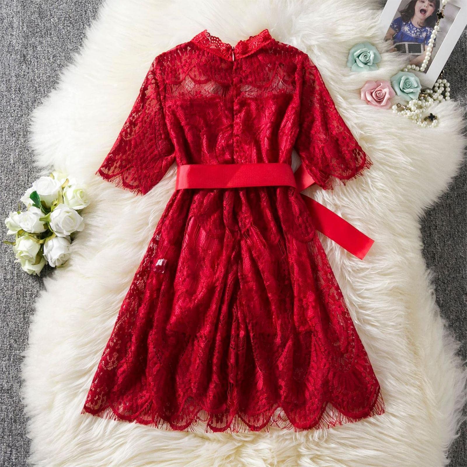 **Elegant Toddler Girl Lace Formal Dress - Flower Girl Princess Tulle Gown for Weddings, Birthday Parties & Pageants | Perfect for Special Occasions & Photo Shoots**