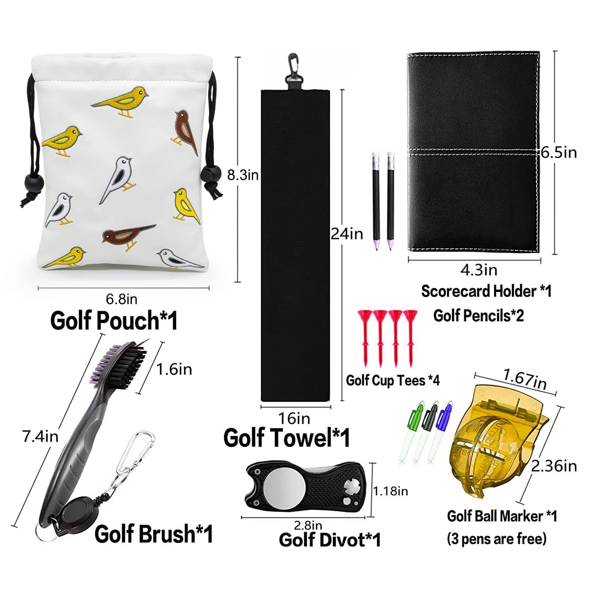 Premium Leather Golf Valuables Pouch with Drawstring Closure - Portable Golf Accessories for Tees, Balls & Personal Items - Perfect for Golf Course, Travel & Outdoor Sports