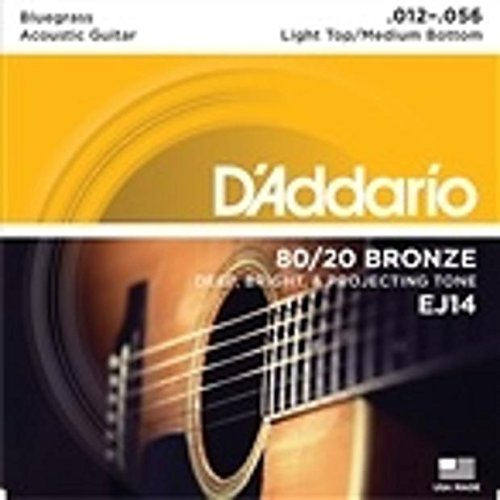 D'Addario EJ14 Acoustic Guitar Strings - 80/20 Bronze Light Gauge (12-53) for Bluegrass & Folk Music | Perfect for Stage Performance & Studio Recording
