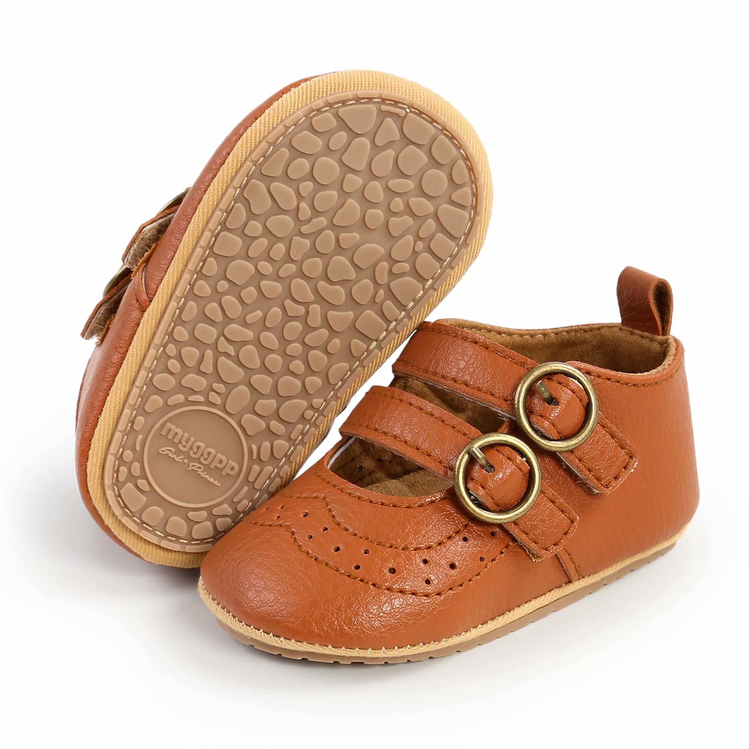 Non-Slip Baby Girls Mary Jane Flats - Soft Rubber Sole First Walkers Shoes for Toddlers | Princess Dress Shoes for Special Occasions & Everyday Wear