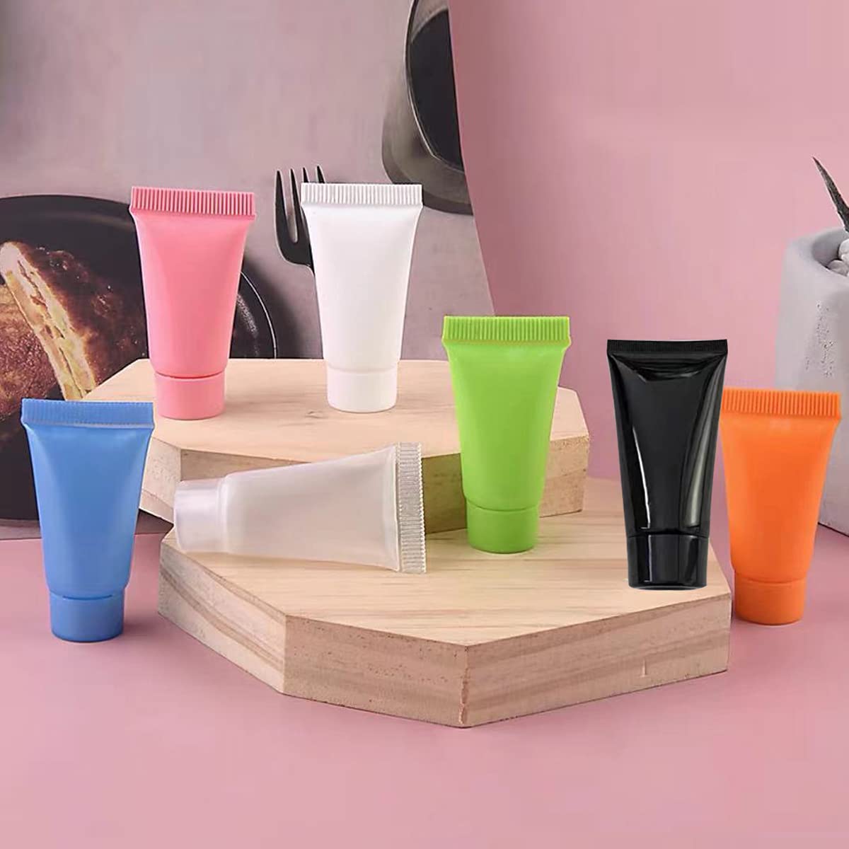 50 Pcs 5ml Empty Refillable Plastic Tubes - Mini Cosmetic Containers for Lotion, Shampoo, Shower Gel & Cream | Travel-Friendly Sample Bottles for Makeup, Skincare & Personal Care | Ideal for DIY, Salons & On-the-Go Use