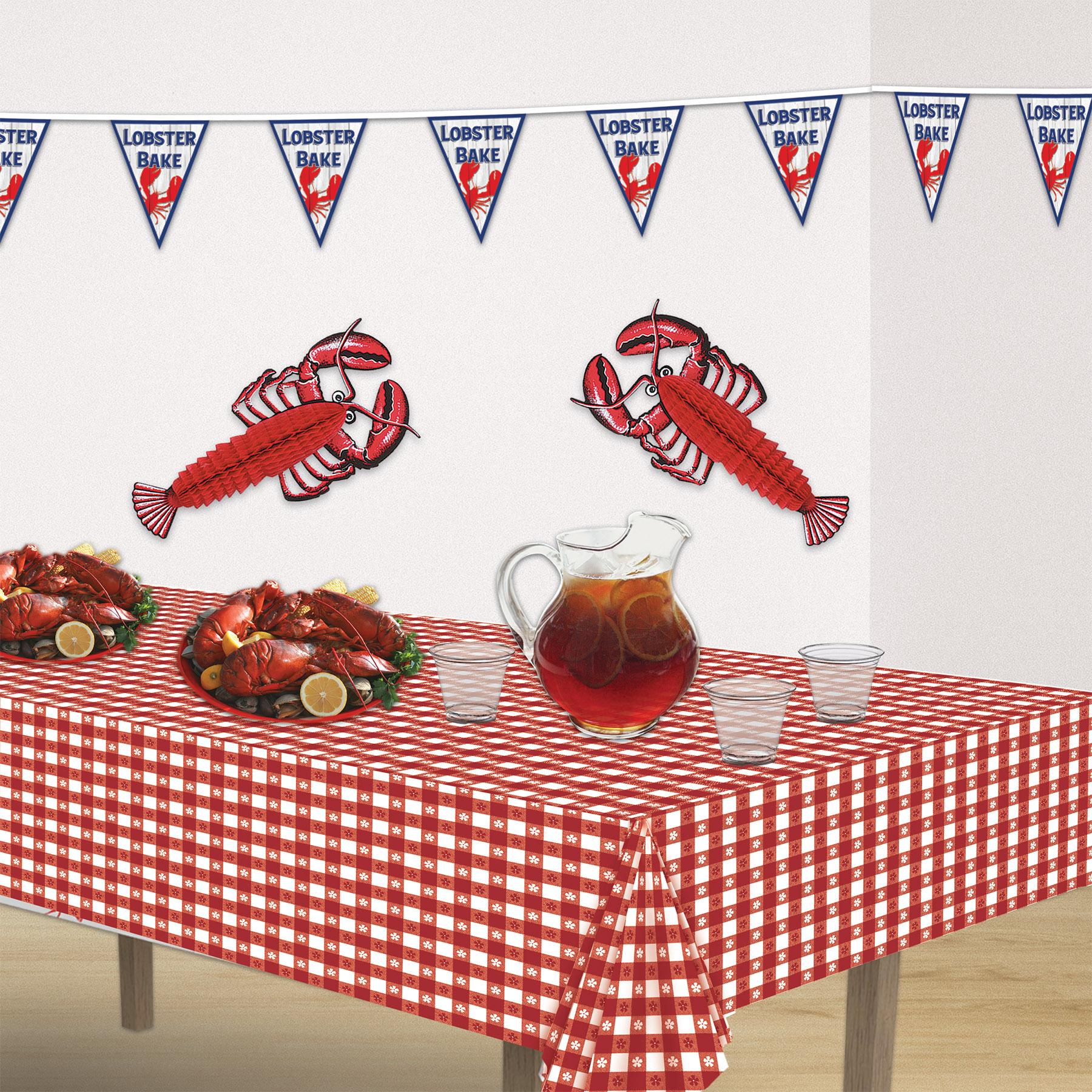 12 Pack Beistle Lobster Bake Pennant Banner - Summer Seafood Party Decorations for Outdoor BBQ, Clambake & New England Theme Parties