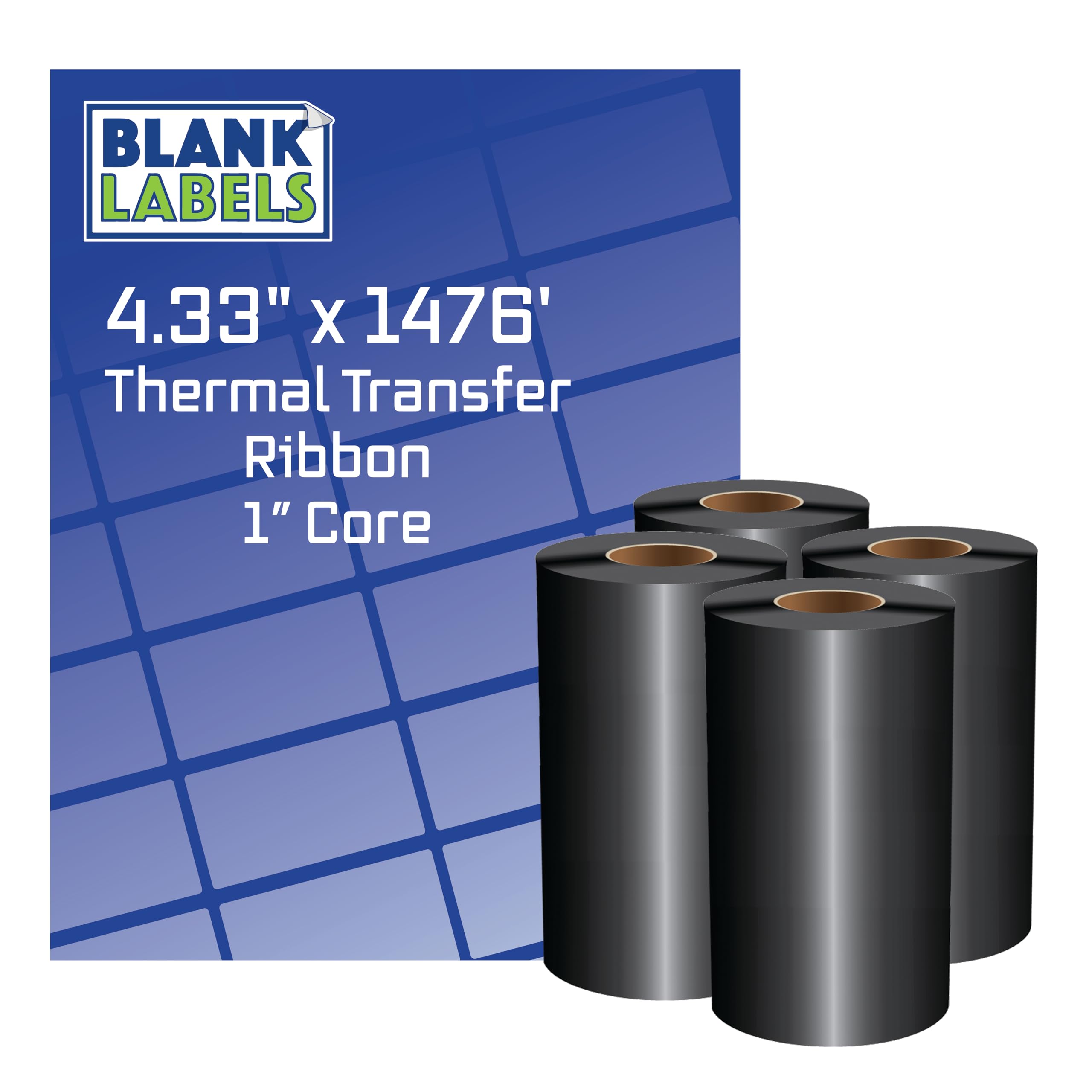 Blank Shipping Labels & Thermal Transfer Wax Ribbon Labels - 1 Inch Core, Black Finish, BPA Free, Made in USA | Ideal for Package Labeling, Inventory Management & Shipping Logistics