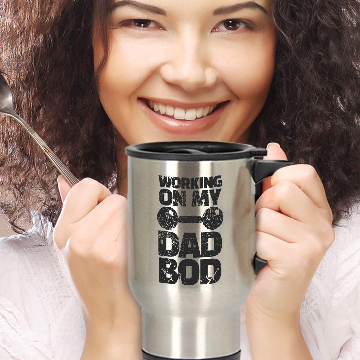 14 oz Insulated Travel Mug - Funny Dad Bod Humor Coffee & Tea Tumbler - Perfect for Gym, Office & Father's Day Gifts