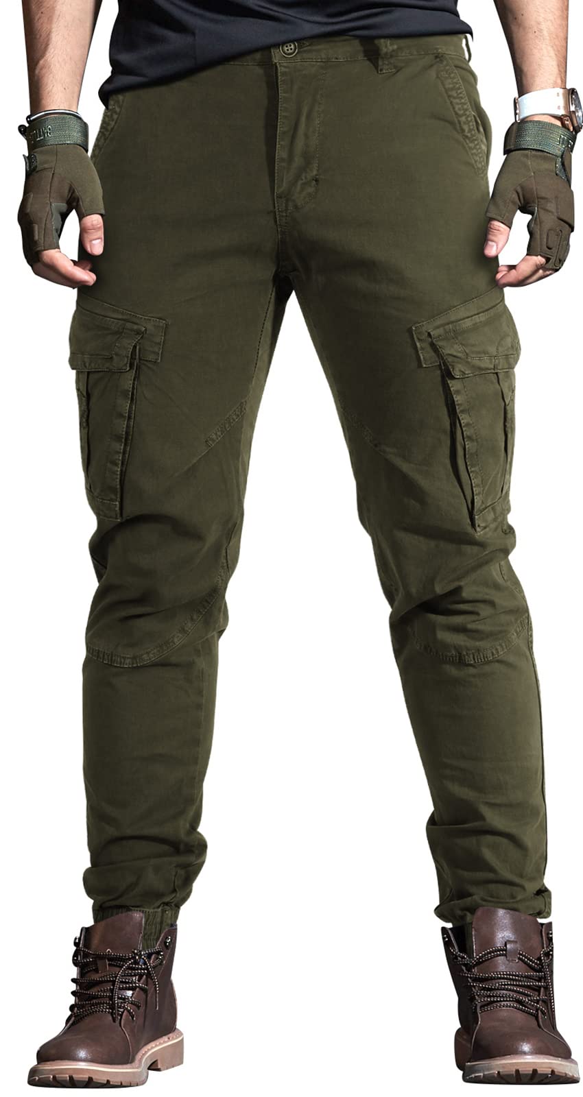 OUTSON Men's Work Cargo Pants - Durable Ripstop Tactical Pants with Multiple Pockets for Construction, Hiking & Outdoor Activities | Flexible & Comfortable Workwear for Men