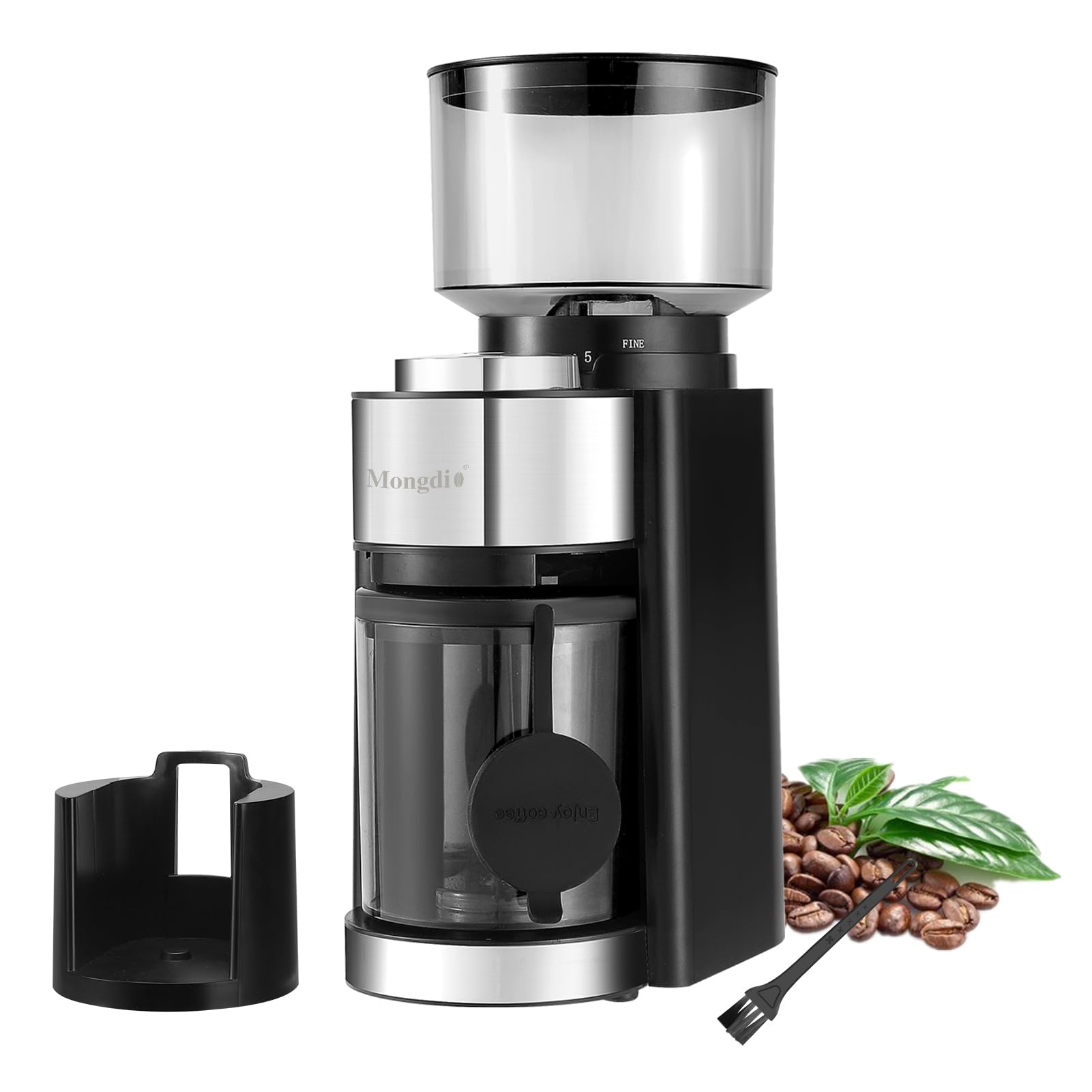 Premium Mongdio Electric Burr Coffee Grinder - 25 Precise Grind Settings for Espresso, Drip, Cold Brew & French Press - Professional Coffee Bean Grinder for Home & Office Use - Perfect for Morning Brews & Entertaining Guests - Sleek Black Design
