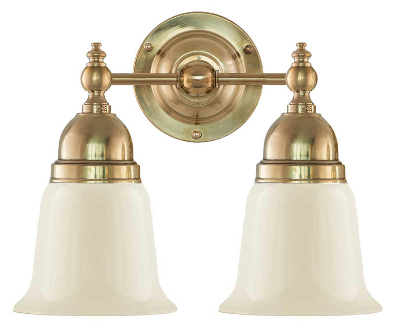 Bergman Brass & White Leg Bathroom Lamp - Elegant Vanity Lighting for Modern Bathrooms & Powder Rooms