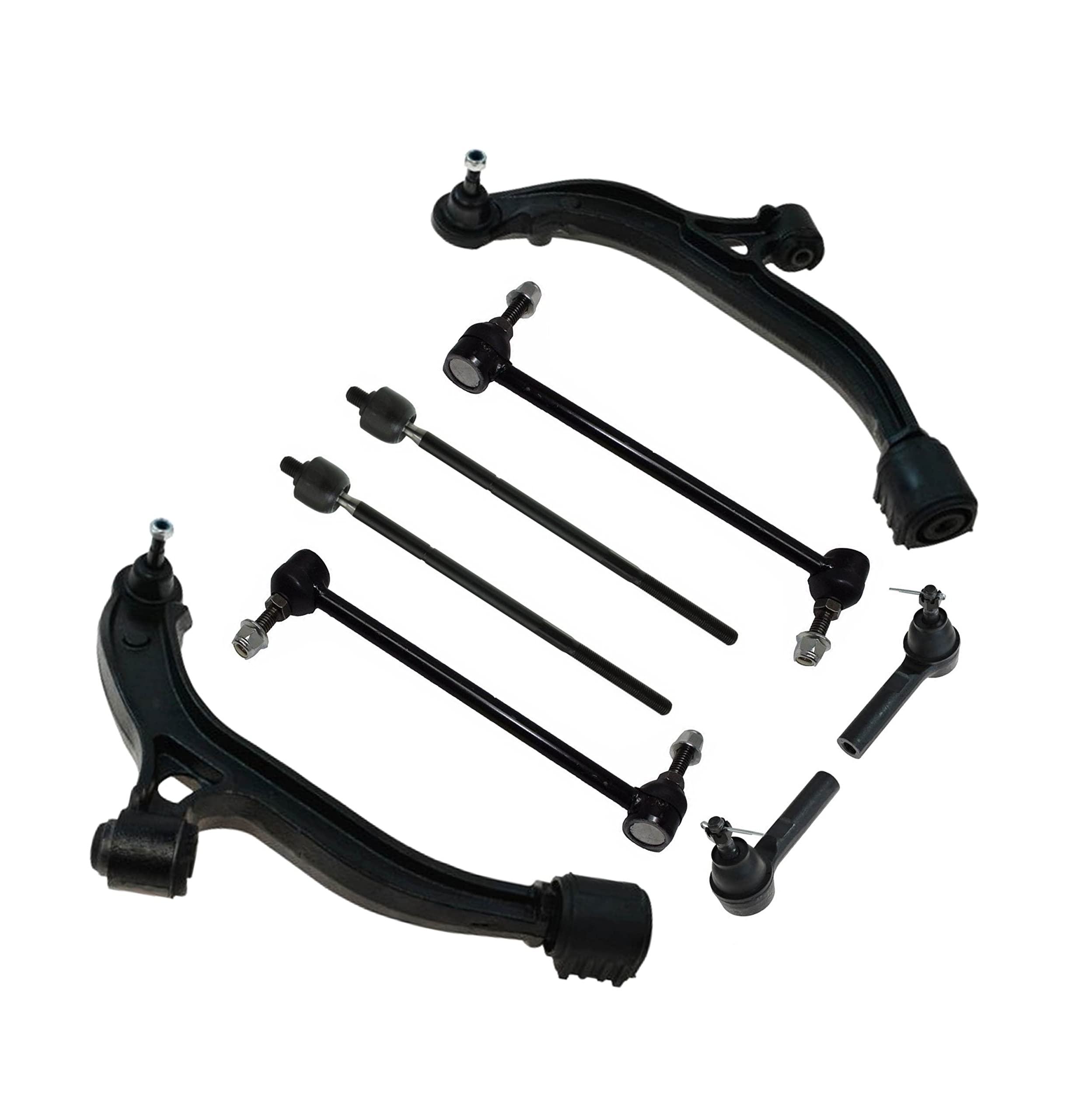 8-Piece Suspension Kit - Lower Control Arm, Tie Rod Ends, Front Sway Bar Links for Chrysler Town & Country/Voyager & Dodge Caravan (Passenger & Driver Side) - Improve Ride Comfort & Handling for Daily Commutes & Road Trips