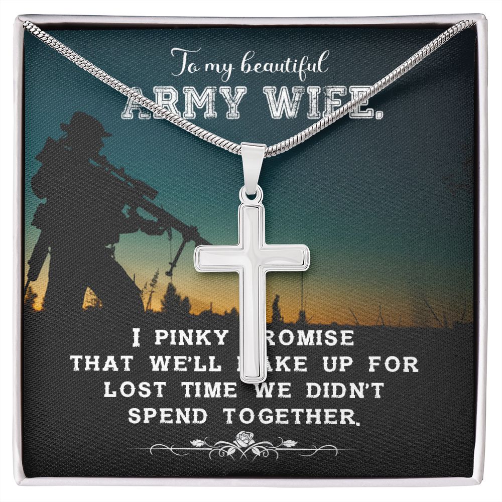 Army Wife Necklace - Military Spouse Jewelry Gift for Wife, Cross Pendant Necklace for Anniversary, Christmas & Special Occasions - Perfect for Military Appreciation, Deployment Gifts & Everyday Wear