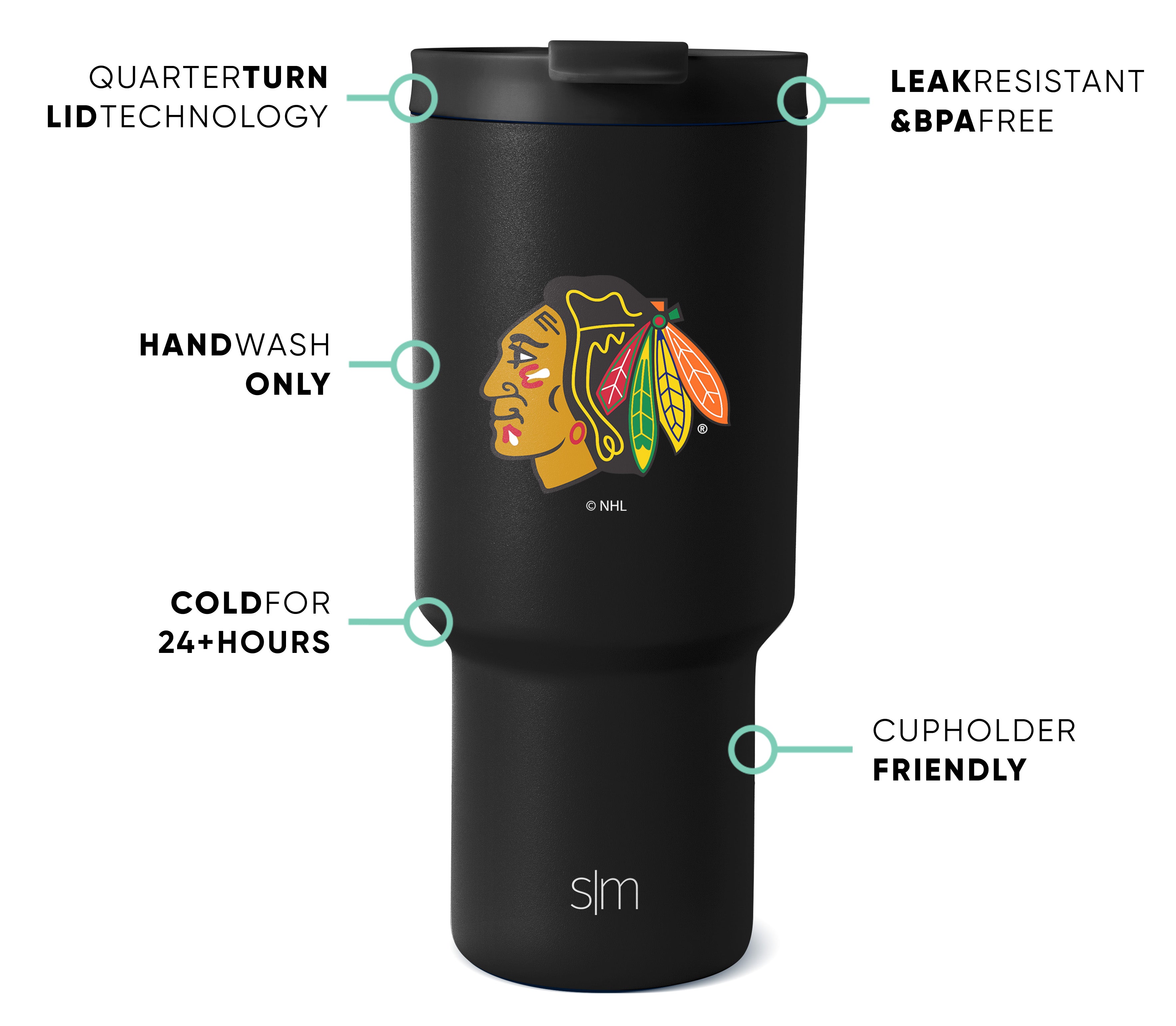 NHL Trek Tumbler 20oz Stainless Steel Insulated Water Bottle with Lid - Keeps Drinks Hot/Cold for Hours - Perfect for Hockey Games, Camping & Outdoor Activities