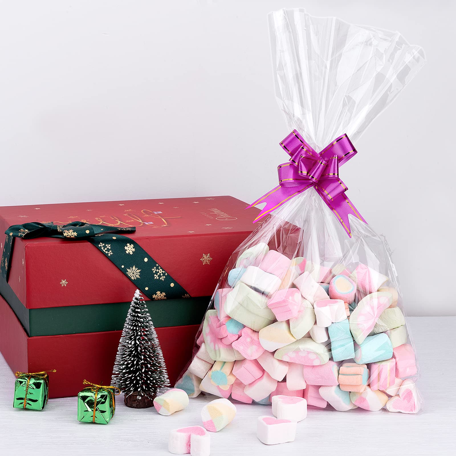 Awpeye 25 Pack Clear Cellophane Gift Bags - 2 Mil Thick Wide Opening for Mugs, Wine Bottles & Small Baskets - Perfect for Party Favors, Wedding Gifts & Holiday Packaging