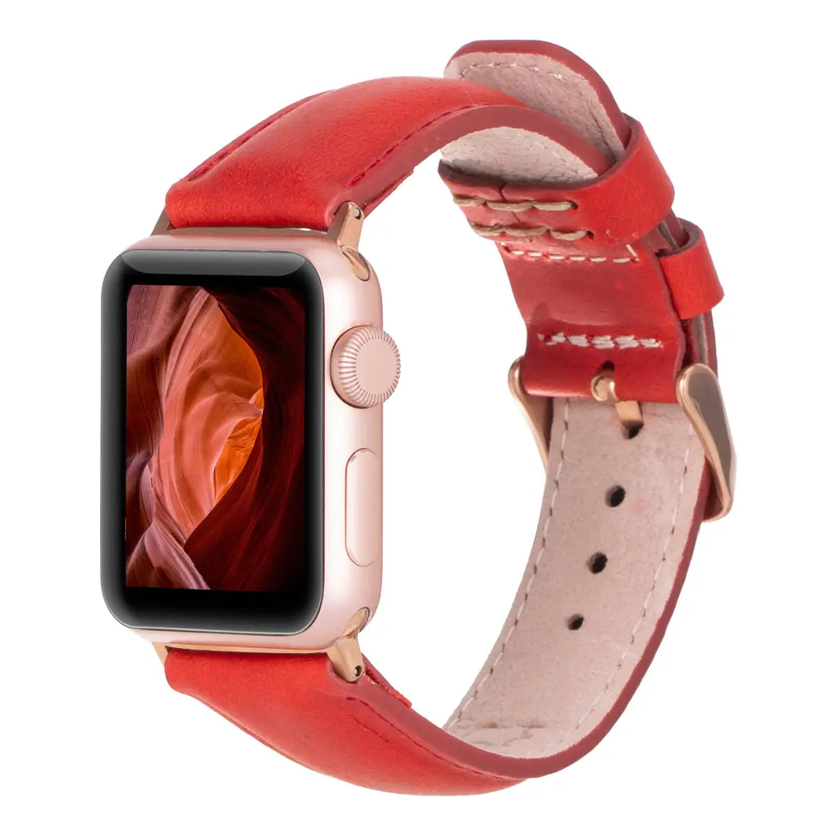 Premium Genuine Red Leather Apple Watch Band - Classic & Stylish for Men & Women - Perfect for Work, Gym & Everyday Wear