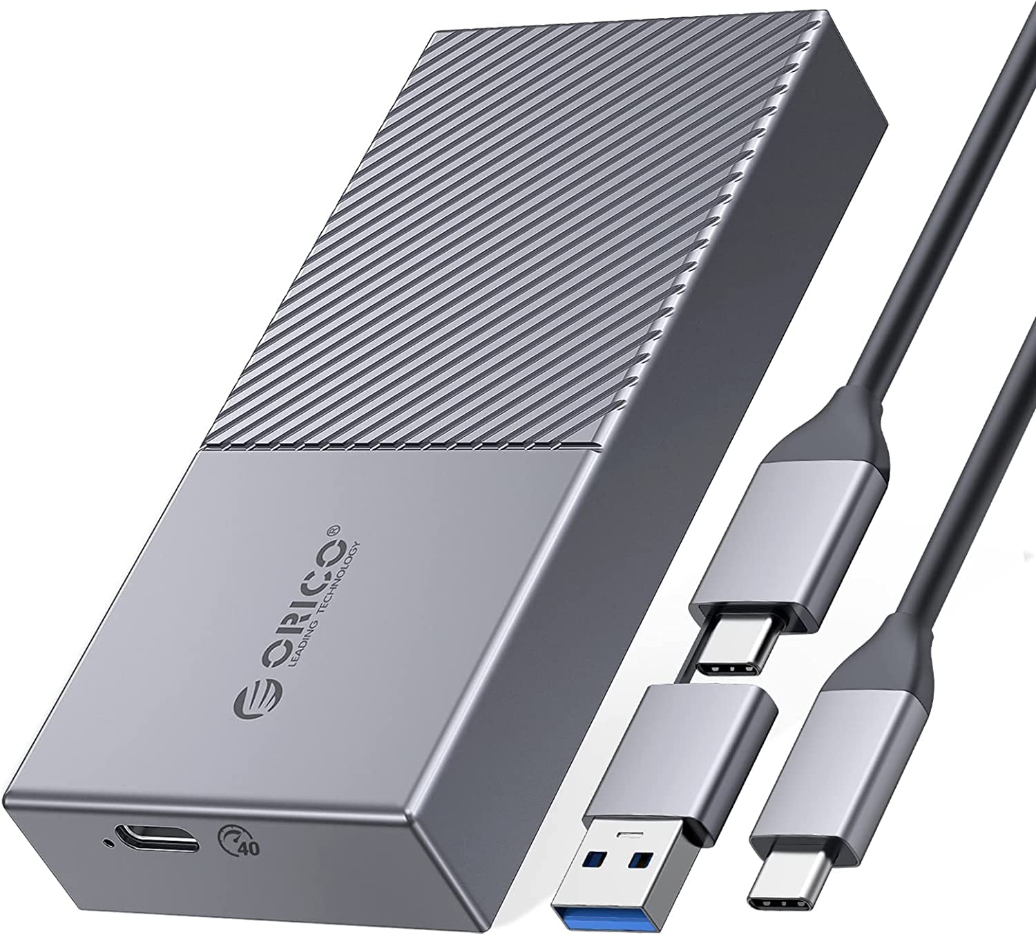 ORICO 40Gbps Thunderbolt 4 NVMe SSD Enclosure - M.2 to USB-C Adapter for NVMe M-Key 4TB SSD 2280, Aluminum External SSD Case Compatible with Thunderbolt 3/4 & USB 3.2/3.1/3.0/Type-C (M208C3-U4-GREY) - Perfect for MacBook Pro, Gaming & Video Editing Storage Expansion