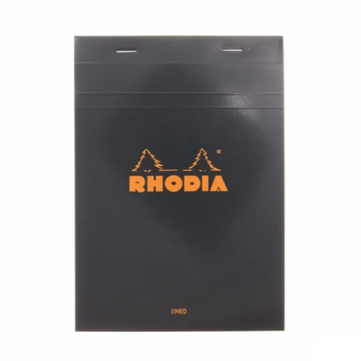 Rhodia Noir No.16 Lined Notebook - 5x8 Inches, Premium French Notepad for Journaling, Note Taking & Office Use - Perfect for Professionals, Students & Artists