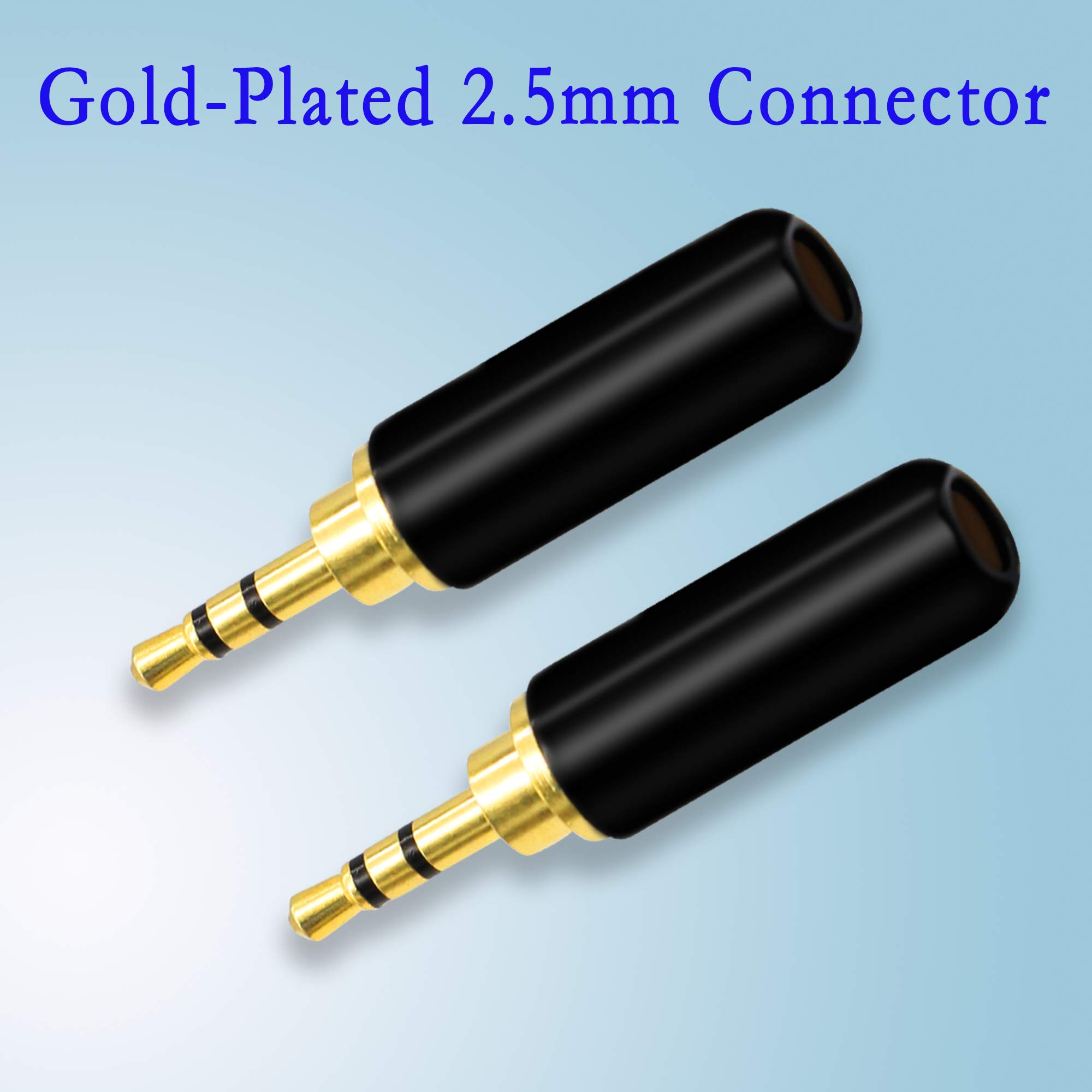 2.5mm Gold Plated Audio Solder Plug - 3 Pole DIY Replacement Terminal Connector for Stereo Headphone Repair (2-Pack) | Perfect for DIY Audio Cable Fixing & Headphone Jack Replacement
