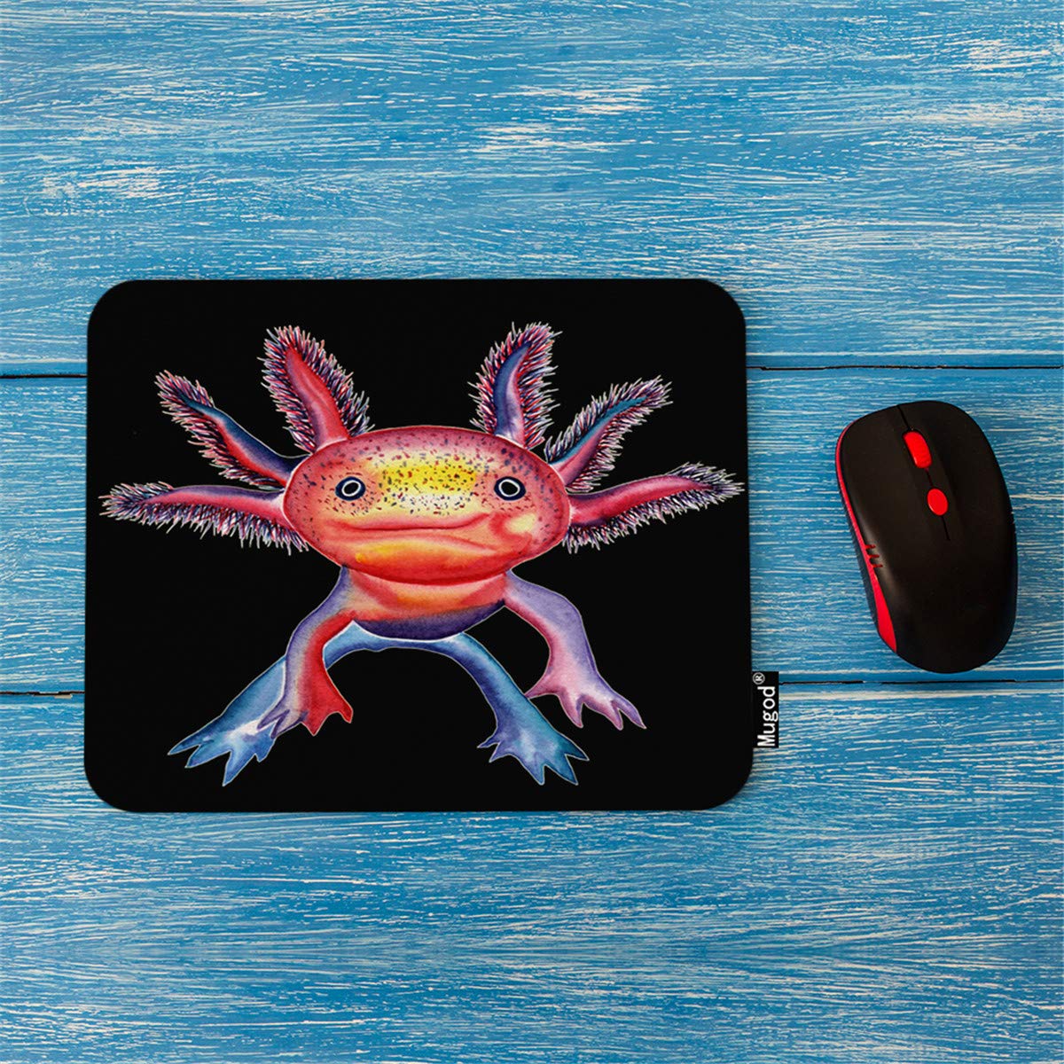 Mexican Axolotl Walking Fish Design Non-Slip Rubber Mouse Pad - 7.9x9.5 Inch Gaming & Office Computer Mousepad for Laptop/Desktop - Tropical Freshwater Aquarium Themed Desk Decor for Gamers & Work