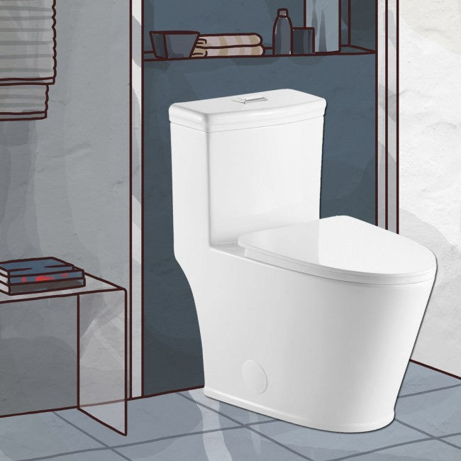 High-Efficiency Siphonic Elongated One-Piece Toilet | 12-Inch Rough-In | 0.92 GPF White Water-Saving Toilet for Modern Bathrooms – Perfect for Home, Office & Commercial Use