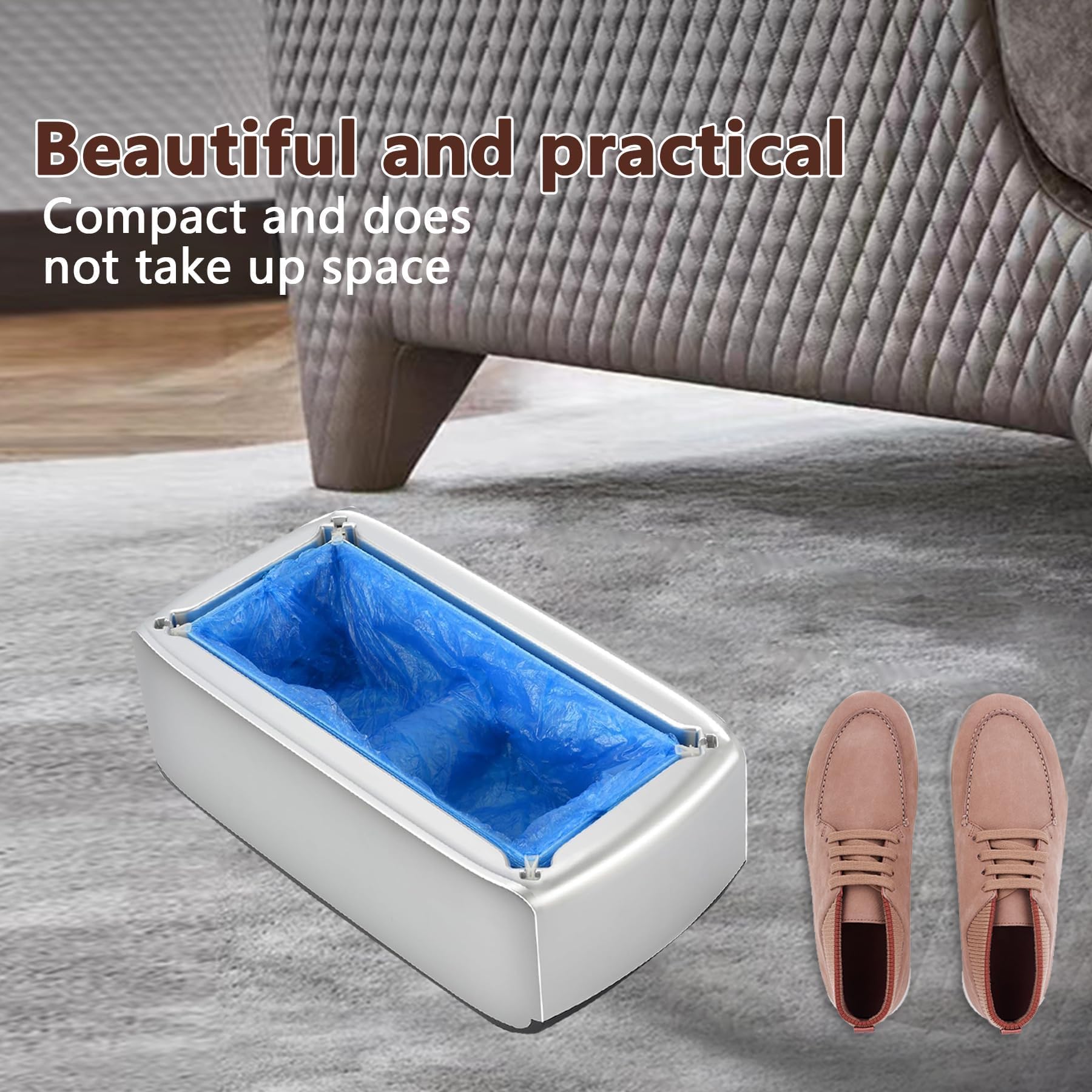 Automatic Shoe Cover Dispenser Machine with 200pcs Disposable Non-Slip Shoe Covers - Blue | For Home, Office, Supermarket, Hospital & Factory Use | Keep Floors Clean & Hygienic