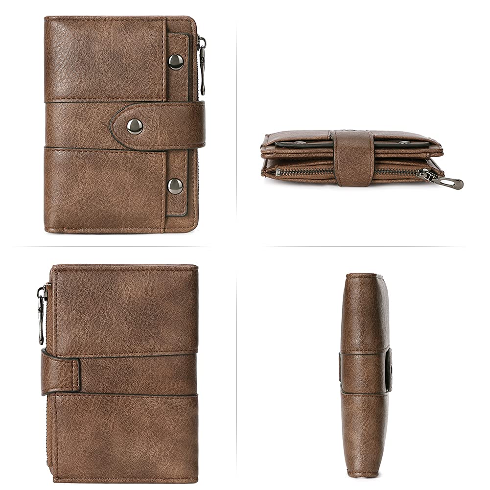 CLUCI Genuine Leather Small Wallet for Women - Slim Bifold Wallet with Zipper, Multi Card Slots & Removable ID Window - Perfect for Everyday Use, Travel & Gift Giving
