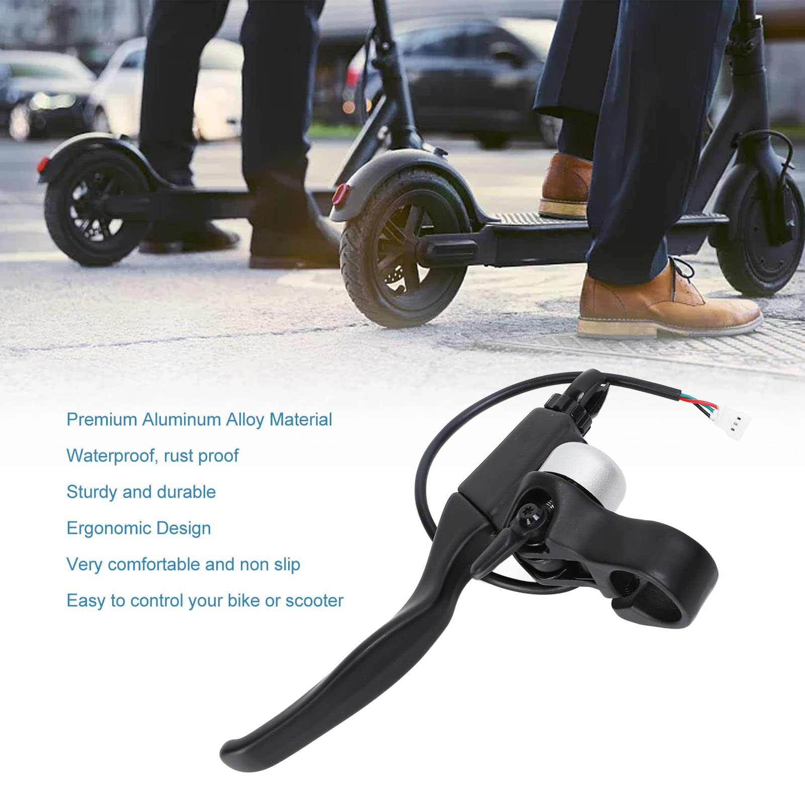 **Waterproof Aluminum Alloy Electric Scooter Handbrake - Right Brake Lever with Bell for E-Scooter & Ebike Replacement | Perfect for Commuting, Urban Travel & Outdoor Adventures**